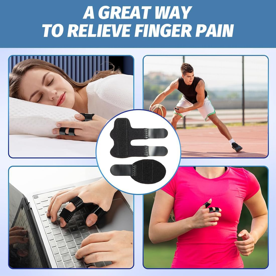 5 Pcs Finger Splint, Mallet Finger Splint and Thumb Splint for Arthritis, Trigger Finger Support, Finger Brace for Injury Recovery and Pain Relief