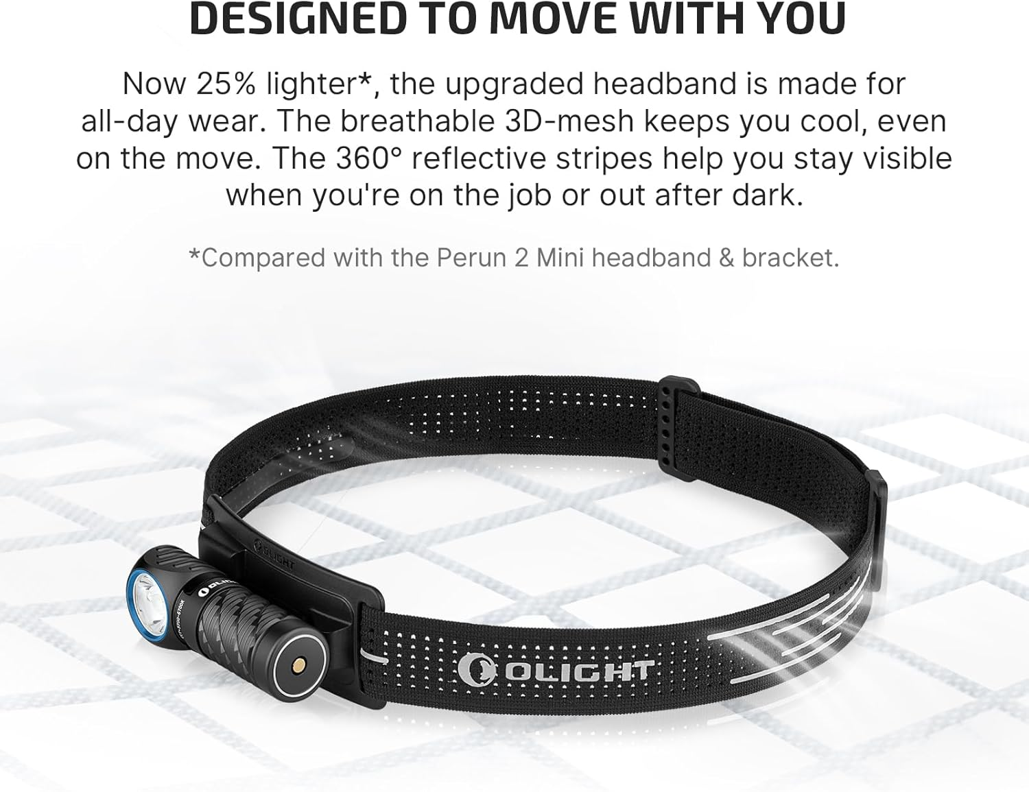 OLIGHT Perun 3 Mini LED Rechargeable Headlamp Maximum 1250 Lumens IPX8 Waterproof Torch with White and Red Light Modes (Black) image number 3