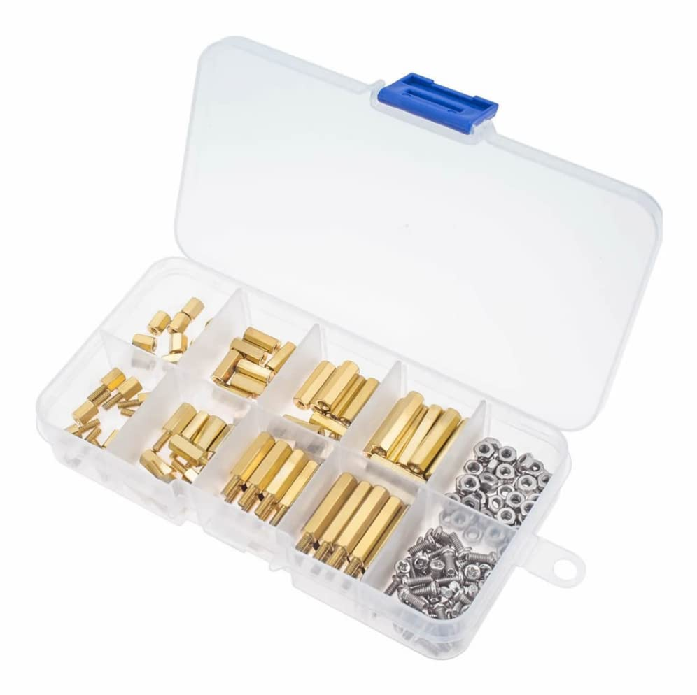 180Pcs M2.5 Standoff Kit - Male Female Hex Brass Spacer Screw Nut Assortment for PCB FPV Board
