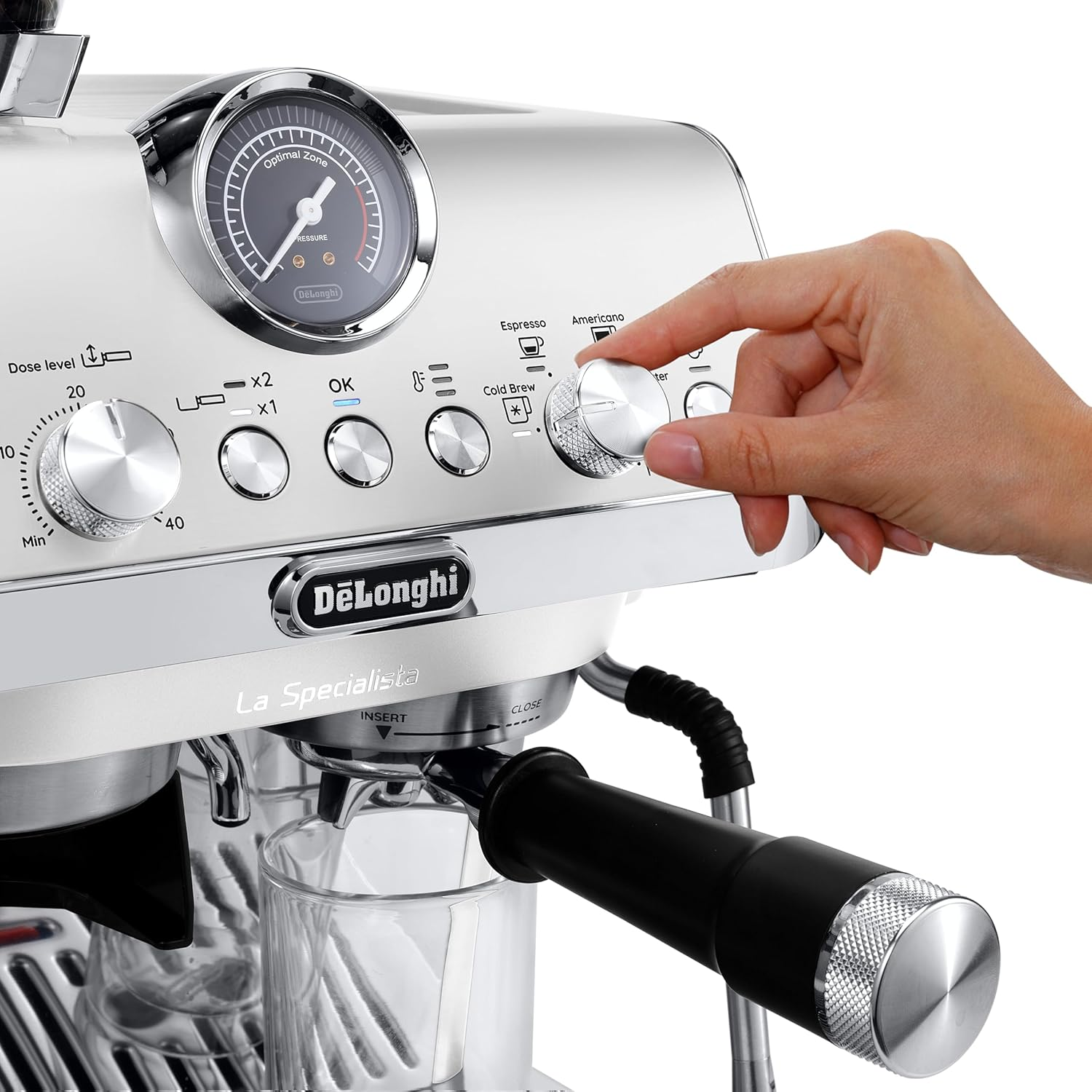 De'Longhi La Specialista Arte Evo EC9255.WI, Espresso Pump Coffee Machine with Cold Brew Function, with Professional Milk Frothing Nozzle, Sensor Grinding Technology, Includes Barista Kit, White image number 4