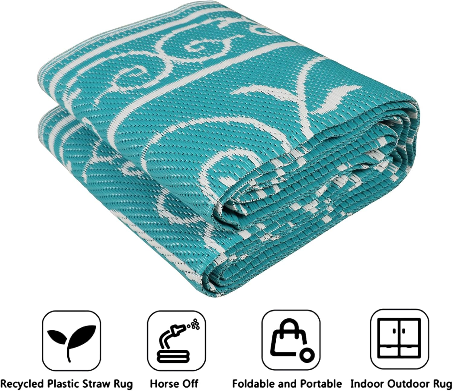 Famibay Outdoor Rug Waterproof Patio Rugs Reversible Garden Rug Portable Picnic Blanket Camping Mat for Balcony Backyard Front Porch Pool Deck, ZW-0901