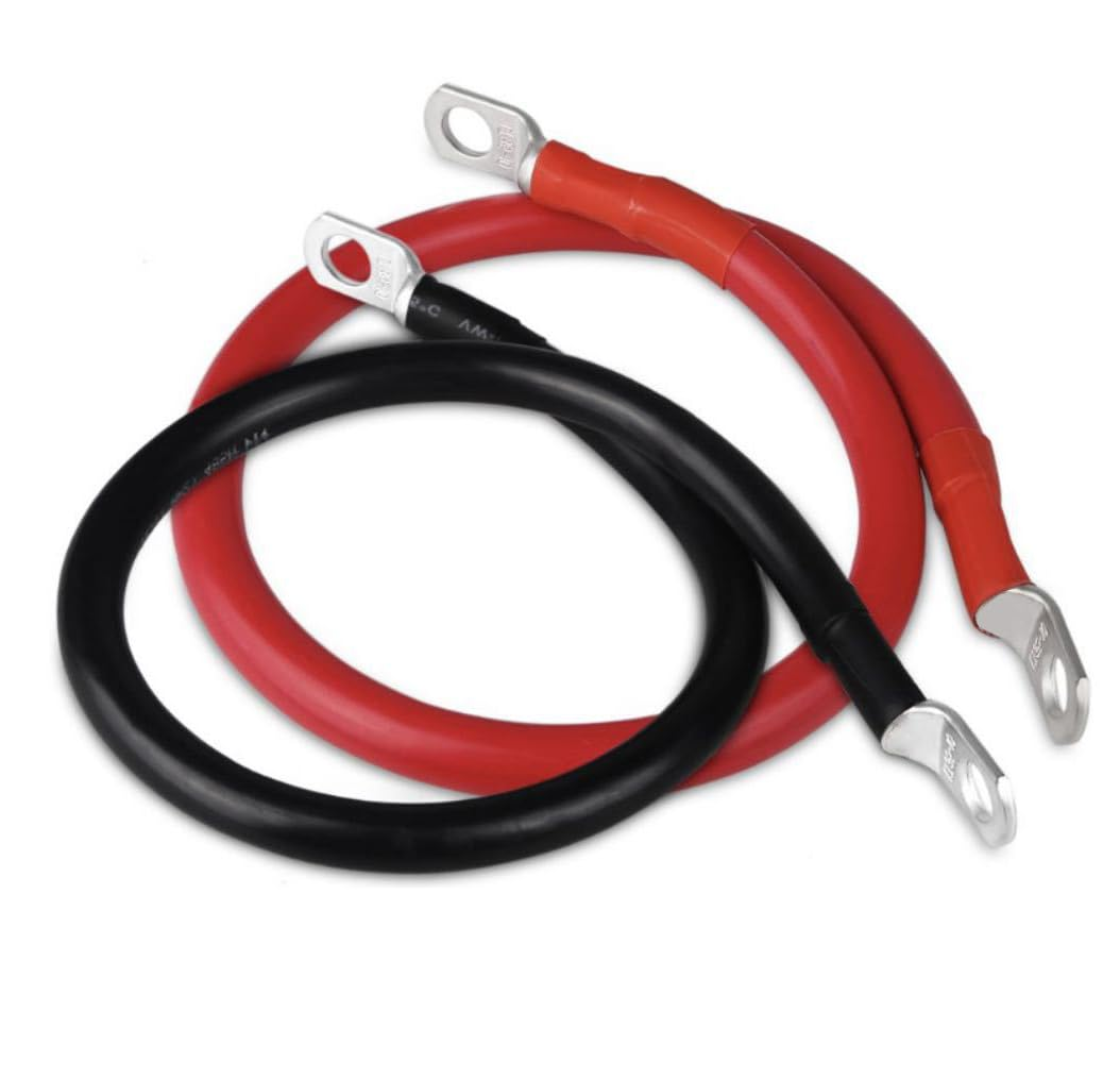 2 AWG 12In Power Battery Cables with 3/8" Lugs Terminals,Pure Copper Battery Inverter Cables Set, 2 Gauge X 12" (1 Black & 1 Red) for Marine Solar ATV Lawn Mower RV Car Motorcycle (12-Inch) image number 5