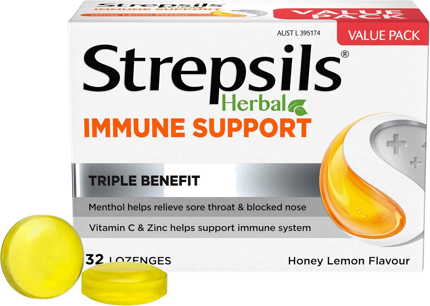 Strepsils Herbal Immune Support Lozenges, Honey Lemon, 32 Pack image number 4