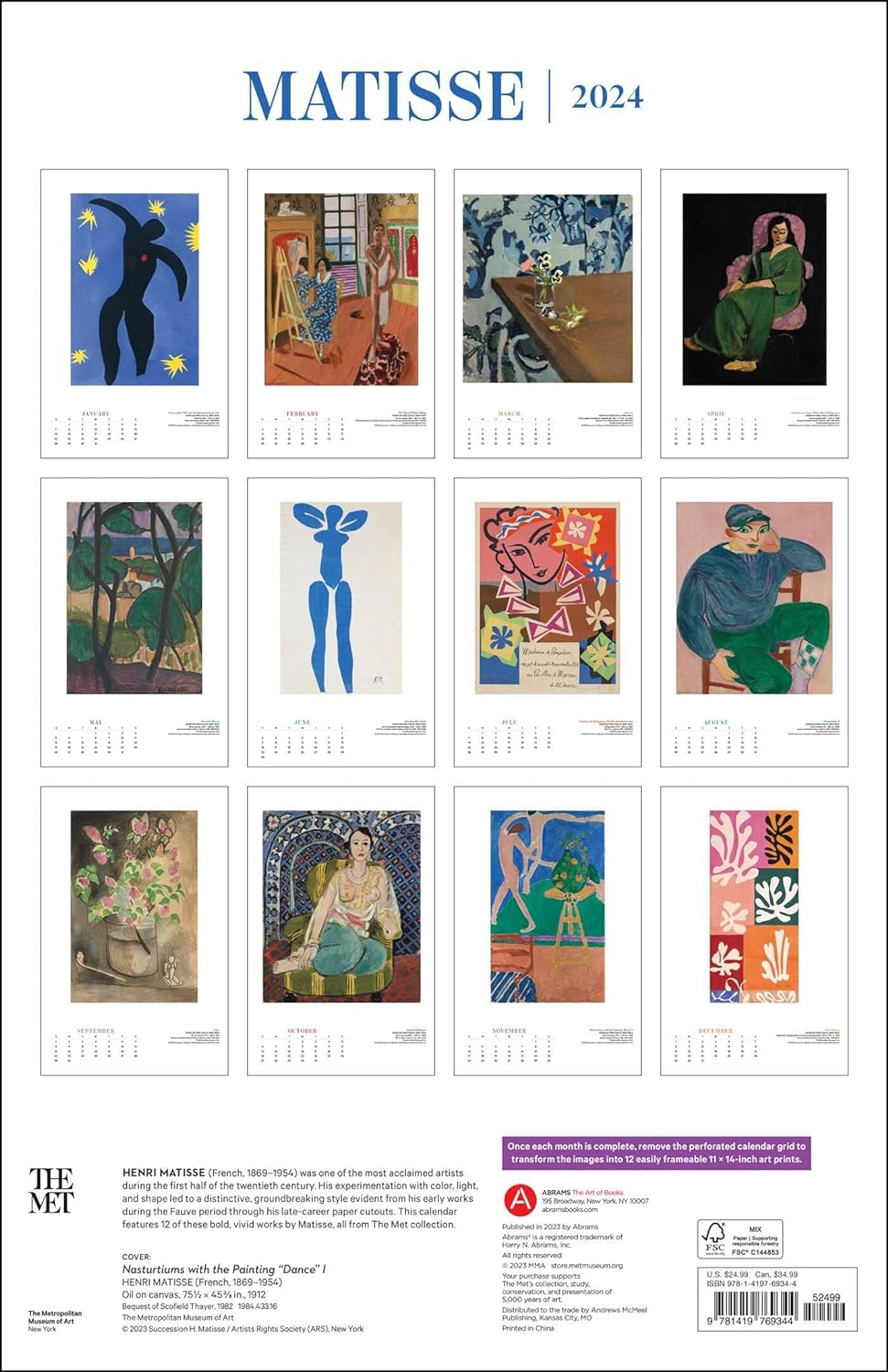 Matisse 2024 Poster Wall Calendar image number 1