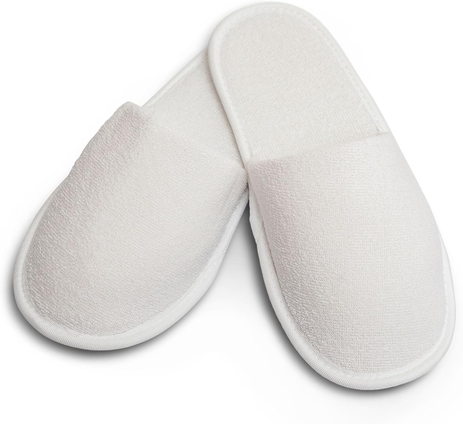 Carenesse 4 Pairs of Hotel Slippers L-XL Closed Practical & Comfortable Disposable Slippers Made of 100% Cotton Terry Towelling Guest Shoes White with Non-Slip Sole Size Approx. 43-44 Lightweight And image number 4