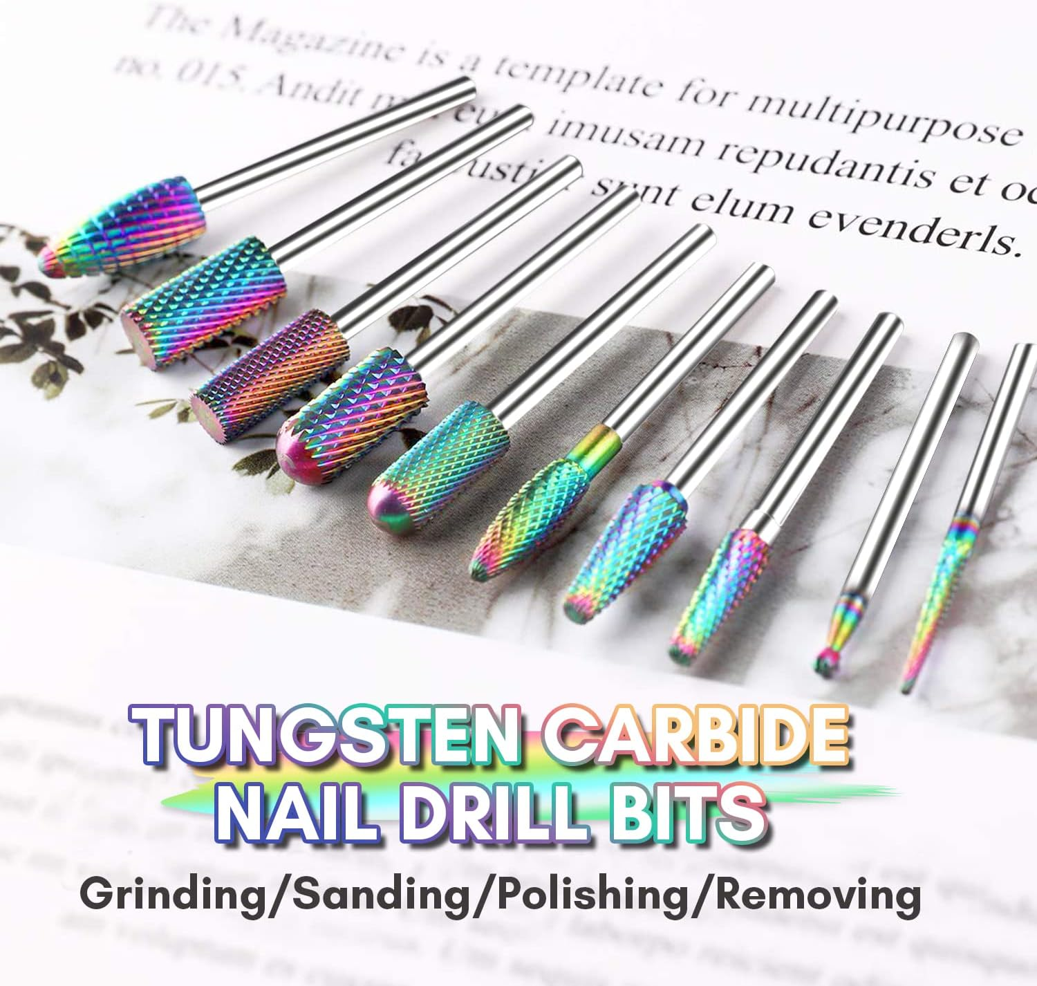 Makartt Nail Drill Bits Set, 10Pcs Tungsten Carbide, Remove Acrylic Poly Nail Gel Nail Polish B-36, 3/32 Inch for Acrylic Gel Nails Cuticle Manicure Pedicure image number 6