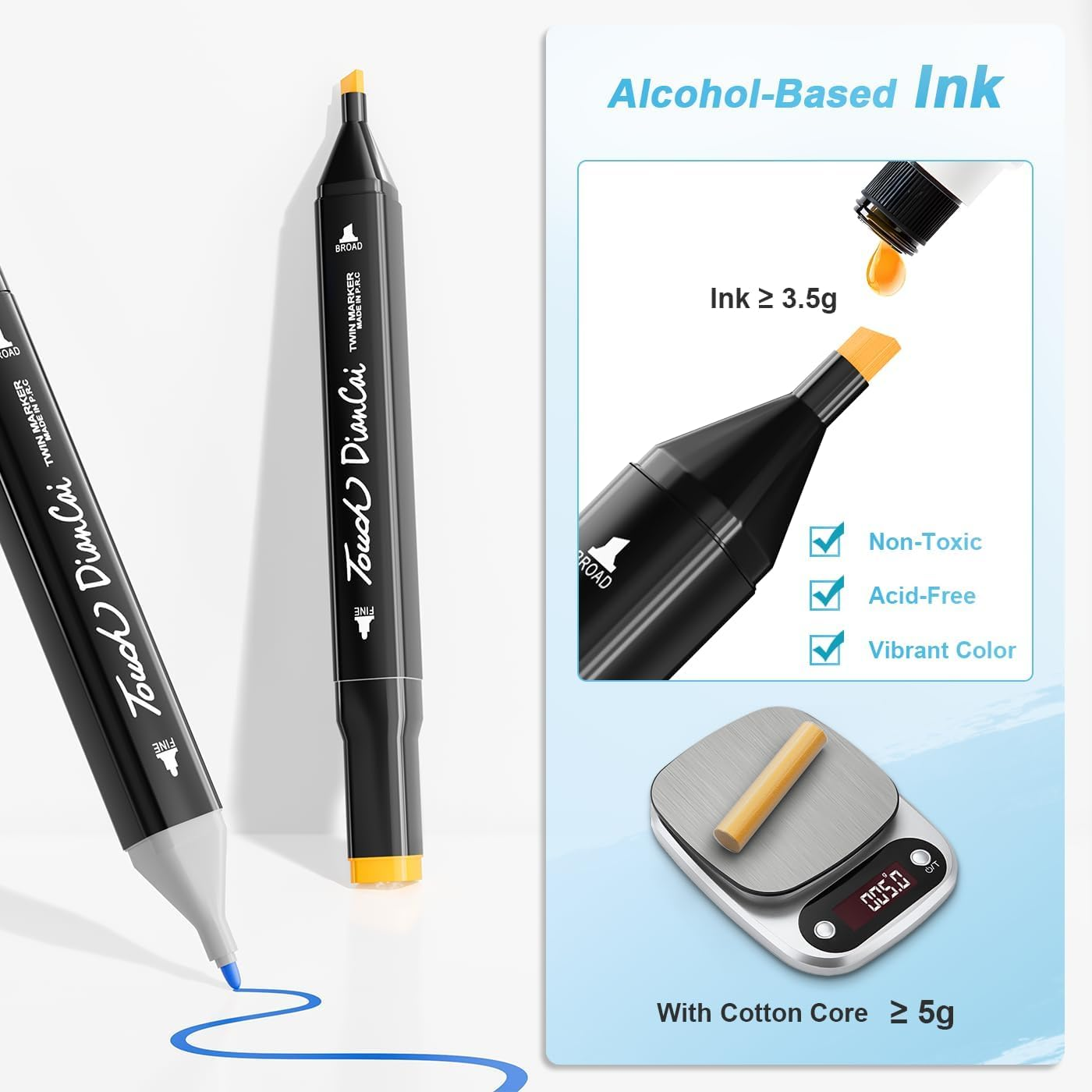 PFATURKHN 120 Color Marker Set with Pen Base, Alcohol Marker, Double Head Art Marker, Waterproof Ink Color Marker, Painting Color Marker for Drawing, Notes, Marking, Children'S Gift image number 5