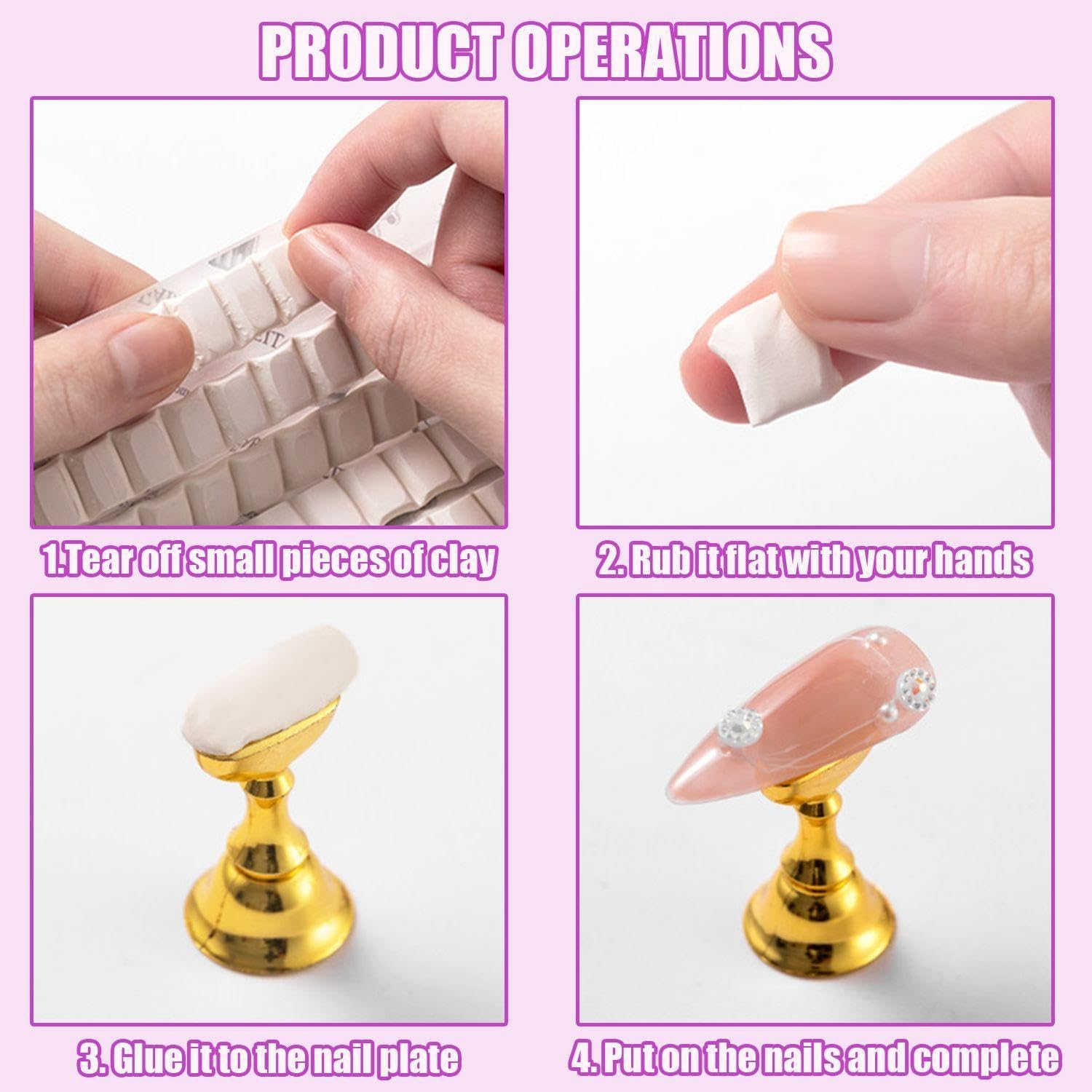 3 Piece False Nail Display Stand Manicure Practice Base Acrylic Nail Stand Manicure Accessories image number 4