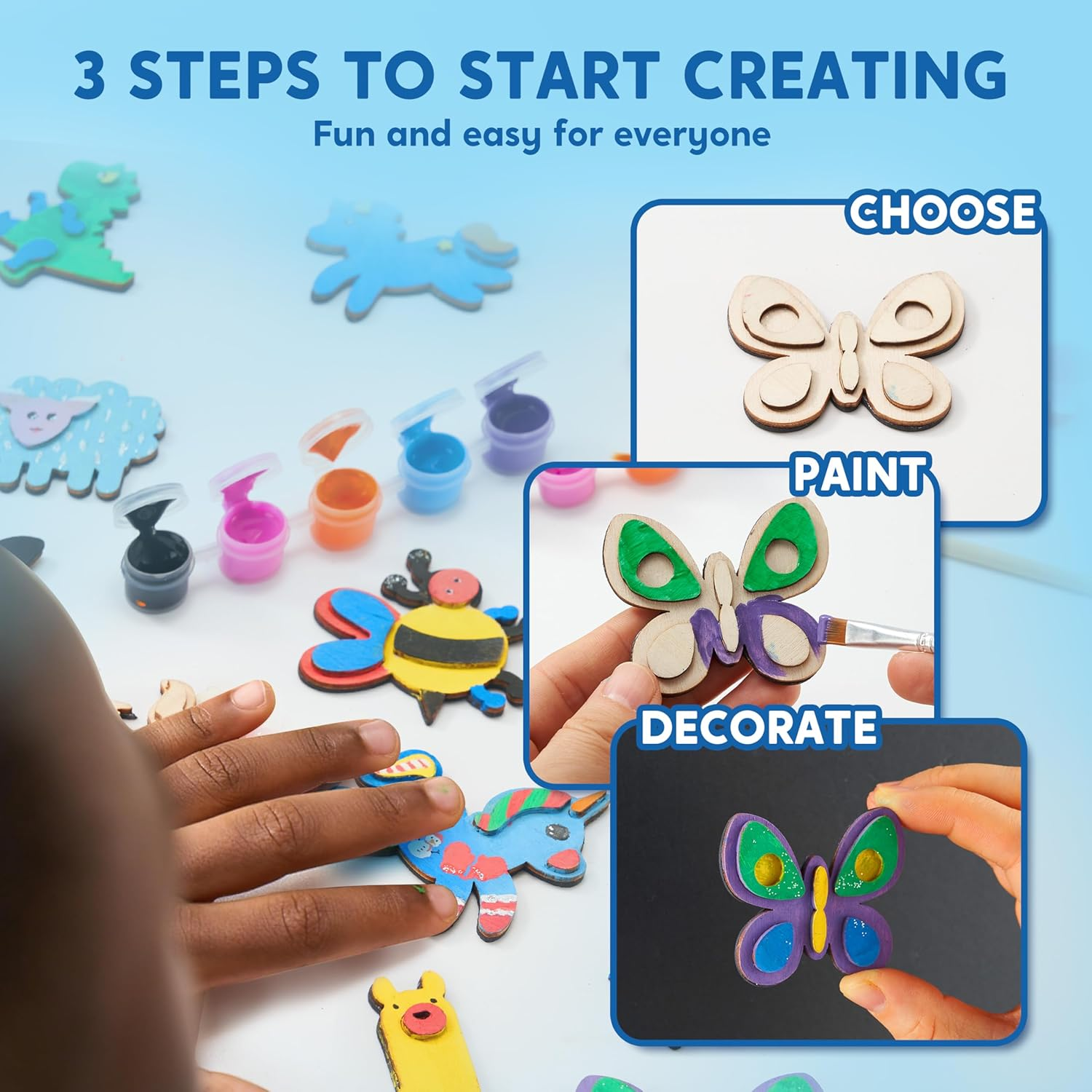 JOYIN Wooden Magnets, Spring Arts & Crafts for Boys and Girls Ages 4+, Childrens Painting Craft Activities Kit, Craft Toys Gifts for 4, 5, 6, 7, 8, 9, 10, 11 & 12 Year Old Kids, Easter Basket Stuffers image number 6