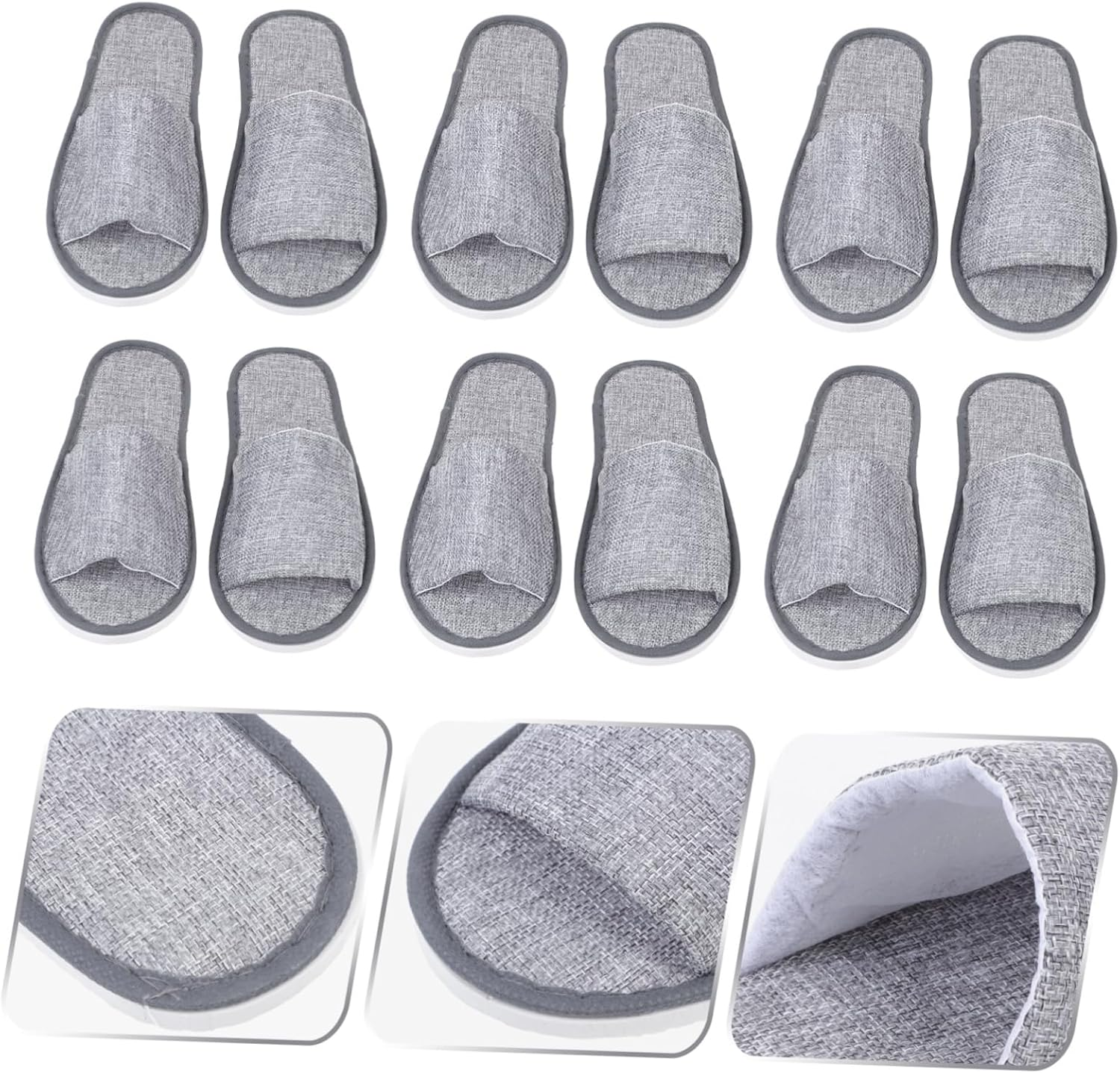 BIUDECO 6 Pairs Open Toe Travel Slippers with Skid Sole Disposable Lightweight Footwear for Hotel Spa and Bathroom Use Comfortable Non Slip House Shoes image number 1