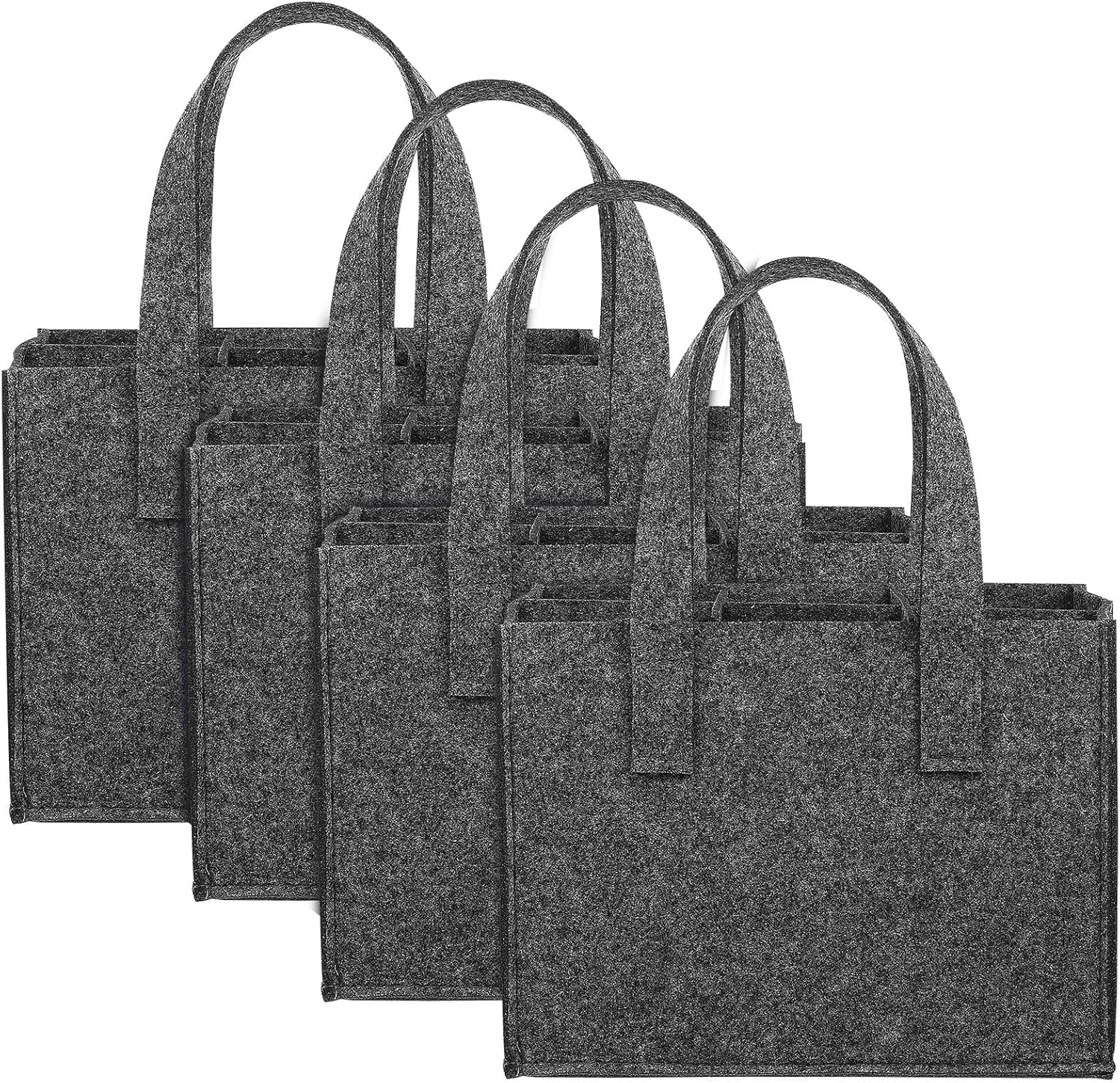 TOPPERFUN Felt Bottle Carrier Wine Handbag 6-Bottle Tote Bag 24X16X16Cm Thick Felt Material Portable Wine Storage Carrier for Travel Picnic Camping 4Pcs