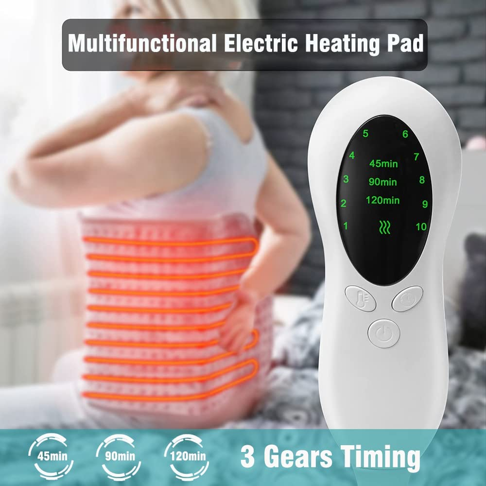 Heating Pad for Back Pain Relief Electric Heat Pad Ultra Soft with 10 Adjustable Temperature Settings 3 Timer Options Machine Washable (12 * 24 In) image number 1