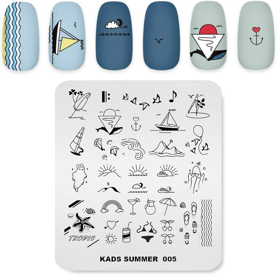 Nail Stamp Plate Summer Theme Picture Print Design Templates Swimming Beach Bikini Juice Multiple Patterns Manicure Design Stencil DIY Nail Art Stamping Tools image number 2