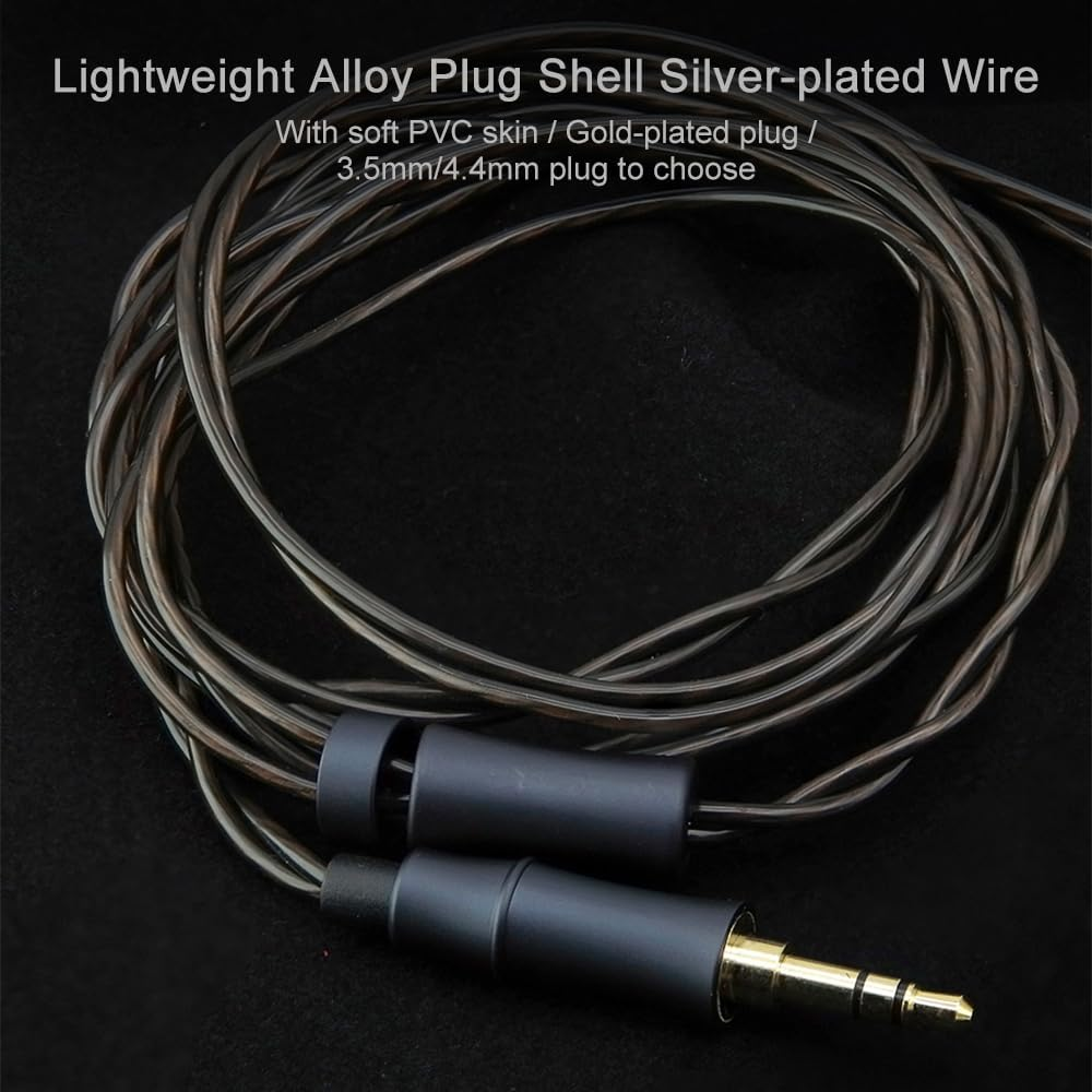 FAAEAL Rosemary Earphone with Upgrade Silver-Plated Cable,150Ohms High Impedance Hifi Flat Earbuds,Dynamic and Engaging Sound Profile Music Headphone,3.5Mm/4.4Mm Plug Optional (Black 3.5Mm)