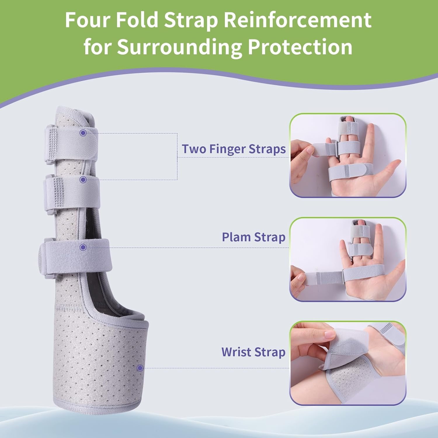 Trigger Double Finger Splint Brace Joint Stabilizer, Middle Hand Brace with Broken Finger Support Pinky Pointer Splint image number 6