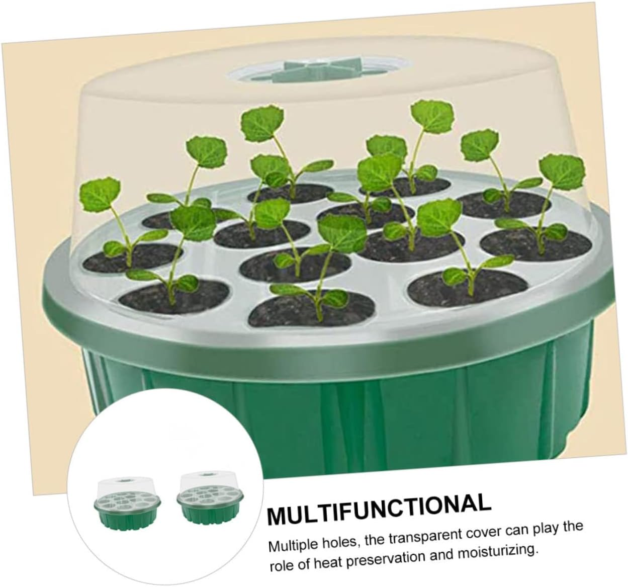 CIMAXIC 2Pcs Seedling Box round Greenhouse Grow Trays for Planting Starter Pots Garden Box Gardening Sprouting Case image number 1