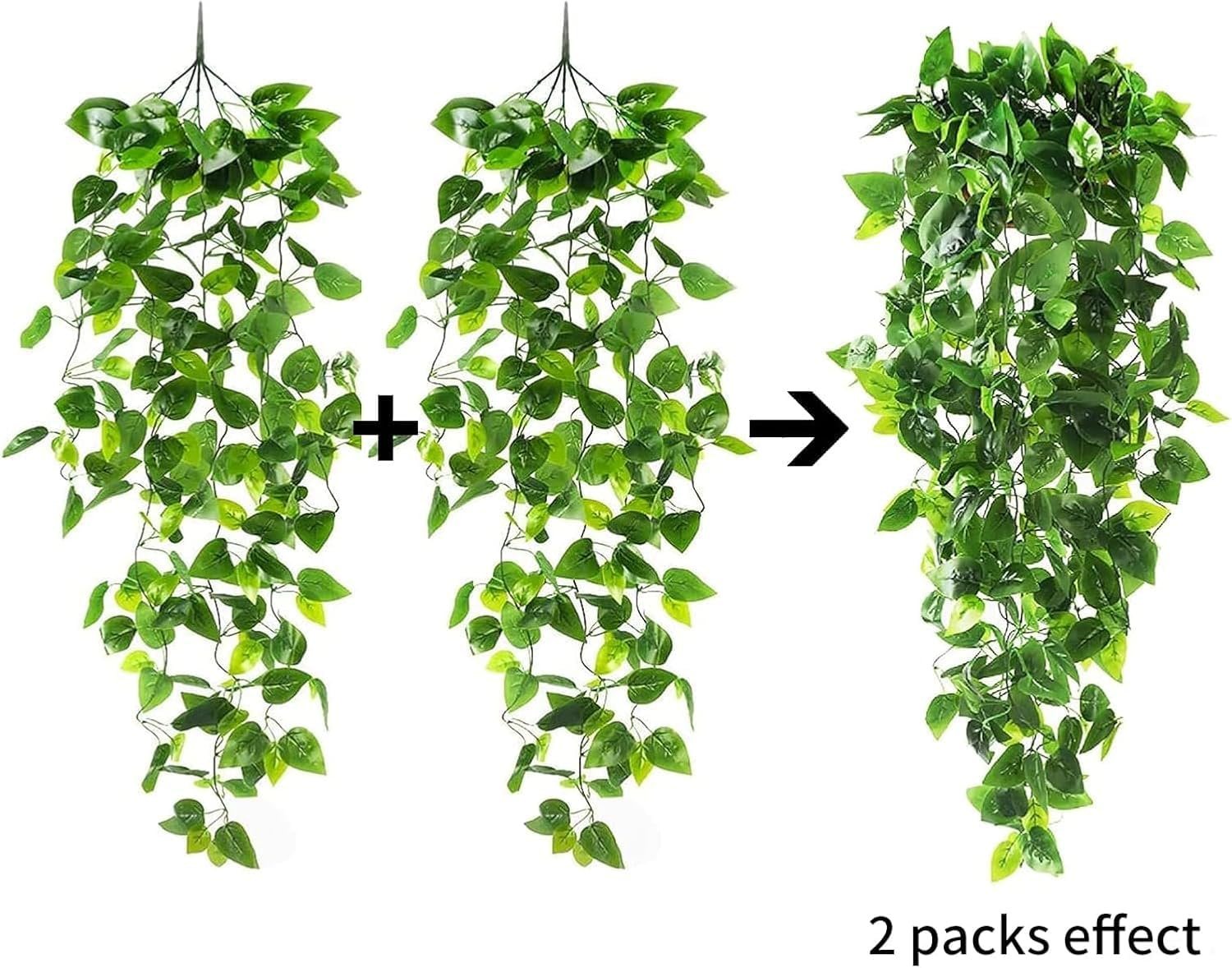 CEWOR 2Pcs Fake Hanging Plants 3.6Ft Fake Ivy Vine Artificial Ivy Leaves for Wedding Wall House Room Patio Indoor Outdoor Home Shelf Office Decor (No Baskets) image number 6