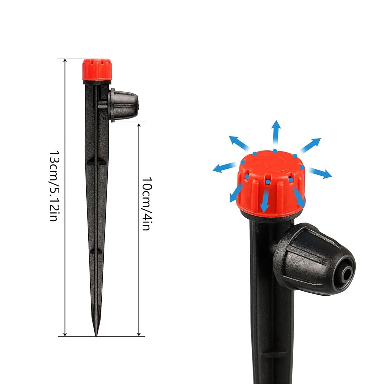 YAKESD 50Pcs Adjustable 360 Degree Water Flow Drippers for 1/4" Drip Irrigation Tubing - Efficient Garden Irrigation System Components image number 4