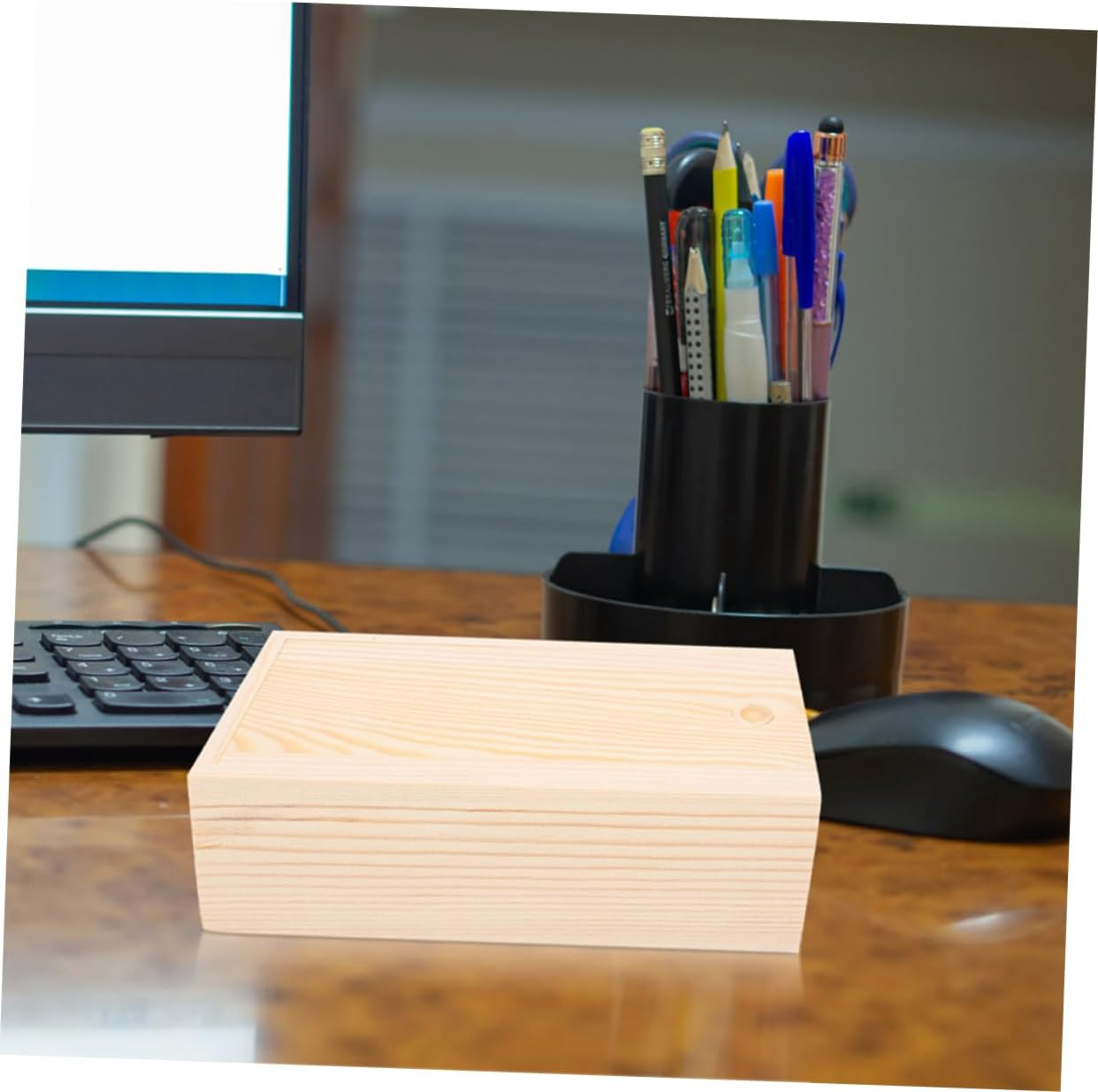 HOMSFOU 2Pcs Pine Wood Slide Lid Boxes Wooden Storage Keepsake Craft Organizers Small Unfinished Wood Boxes for DIY Jewelry and Desk Storage 14.5X7.5X4.5Cm image number 5