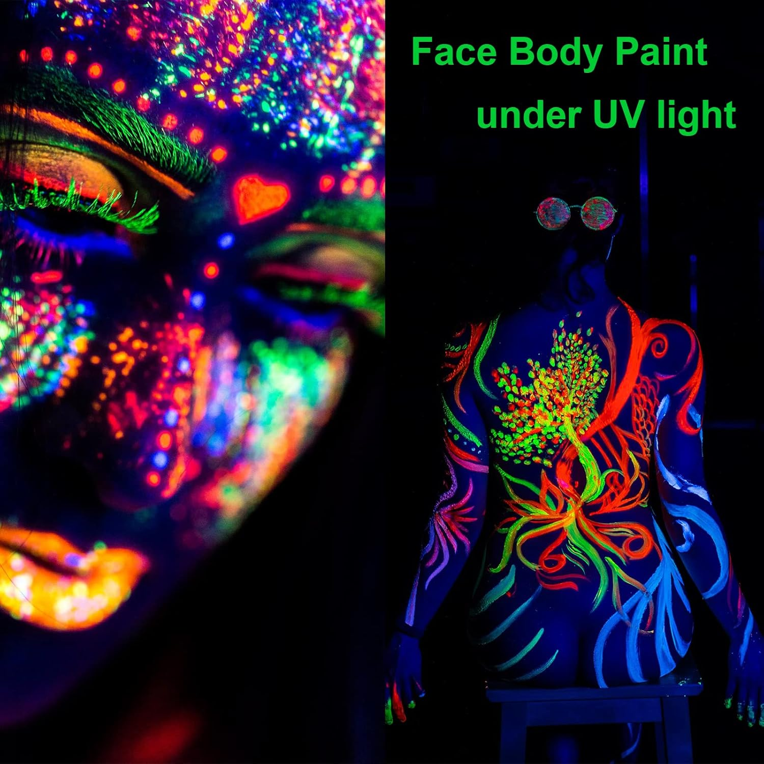 VERONNI Water Activated Eyeliner Palette, Matte and UV Glow Graphic Eyeliner,Highly Pigmented Face Body Paint Makeup,With Eye Liner Brush&hellip; (01) image number 6