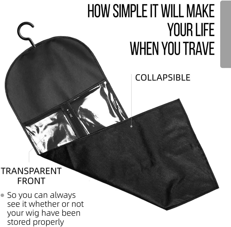 Elqater Hair Extension Holder for Multiple Wigs Holder Wig Bags Storage with Hanger Hair Extension Storage Wig Storage 12Piece image number 6