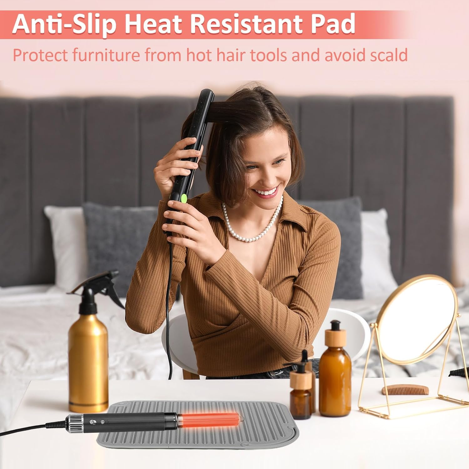 Quccefods Hairdressing Tools Silicone Heat Resistant Mat for Curling Irons, Hair Straighteners, Hair Styling Tools and Flat Irons image number 3