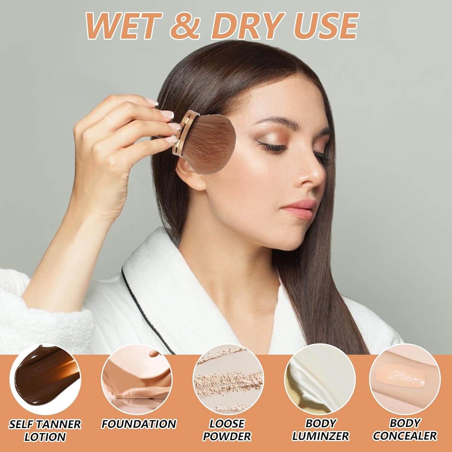 Extra Large Body Makeup Brush, Large Self Tanning Brush for Self Tanner Back Applicator, Oval Leg Face and Body Tan Brushes for Bronzers Blending Bronzing Brushes Tool Makeup Applicator image number 4