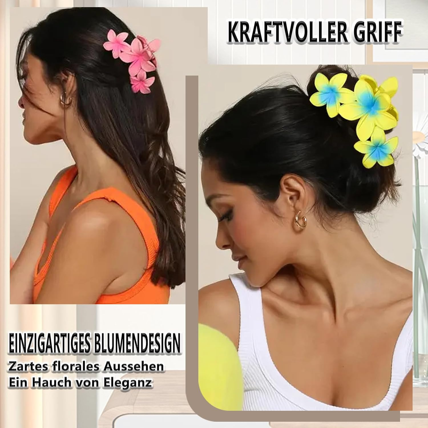 Whaleo Set of 8 Flower Hair Clips, Flower Hair Clips, Hair Clips, Flower Hair Clips, Elegant Hair Accessories for Women, Girls image number 5