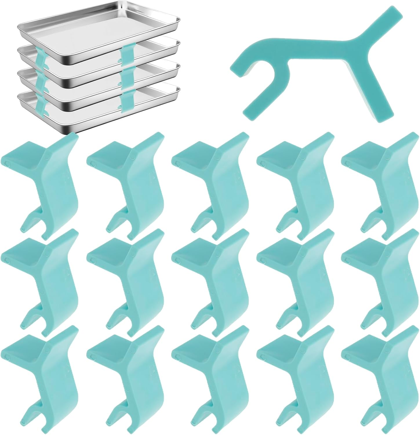 16Pcs Baking Sheet Stackers, Multipurpose Baking Tray Stackers, Easy to Use Baking Sheet and Reusable Trays Stacking Holder, Kitchenwares Tray Stacker for Freeze Dryer Trays Kitchen Picnic BBQ. image number 5