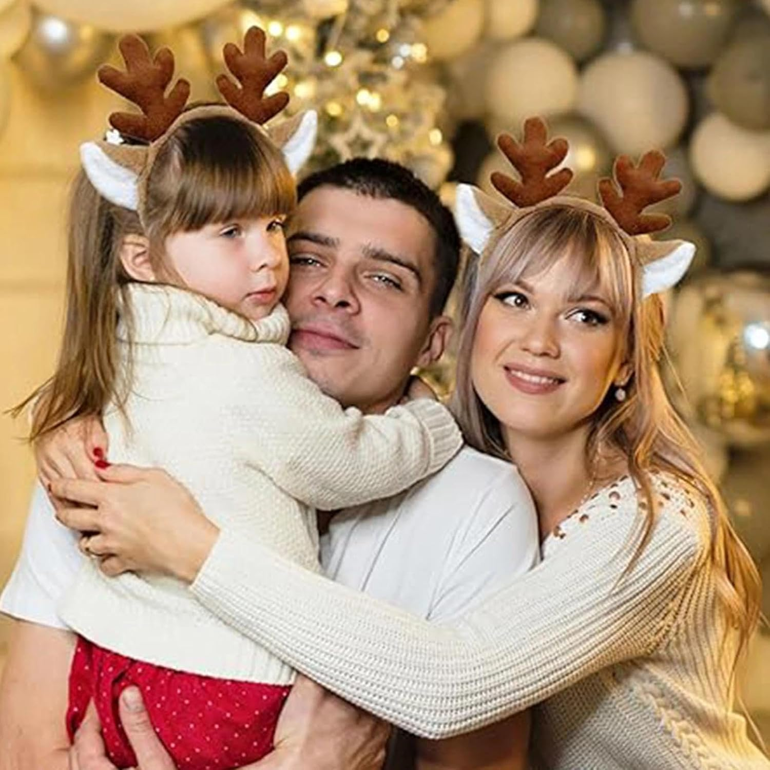 Dinghaole Dark Brown Animal Antler Headband - Adjustable Christmas and Halloween Costume Accessories with Realistic Deer Ear Design image number 1