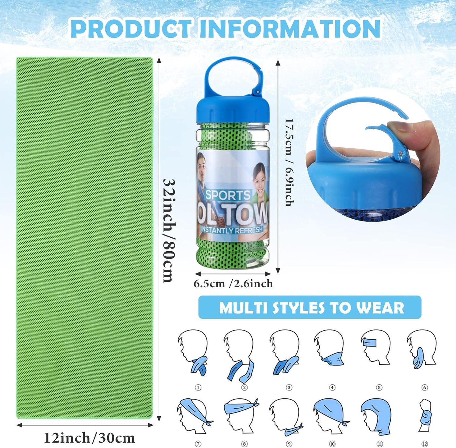 12 Pack 32 X 12 in Cooling Towels Bulk for Neck and Face Microfiber Ice Towel Sweat Towels Breathable Soft Chilly Towel Portable Cool Neck Rags for Yoga Sport Gym Workout Fitness (Mixed Colors) - Grey image number 3