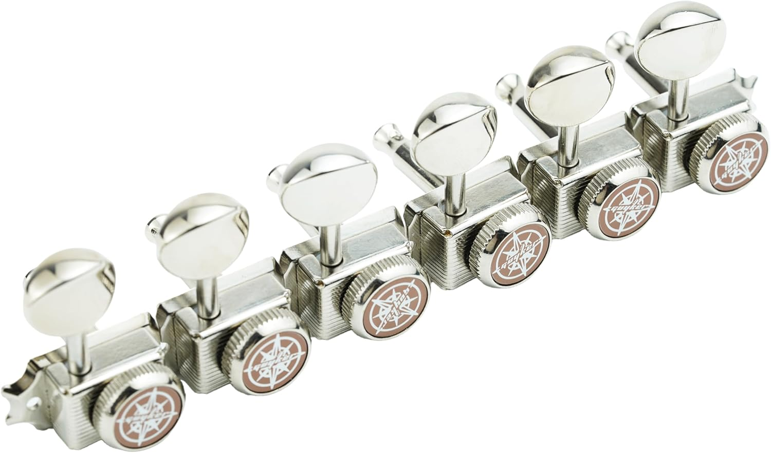 Guyker 6 Inline Vintage Guitar Lock String Tuners &ndash; Locking Tuning Key Pegs Machine Heads Replacement Parts for ST TL Style Electric, Folk or Acoustic Guitars &ndash; Nickel image number 3