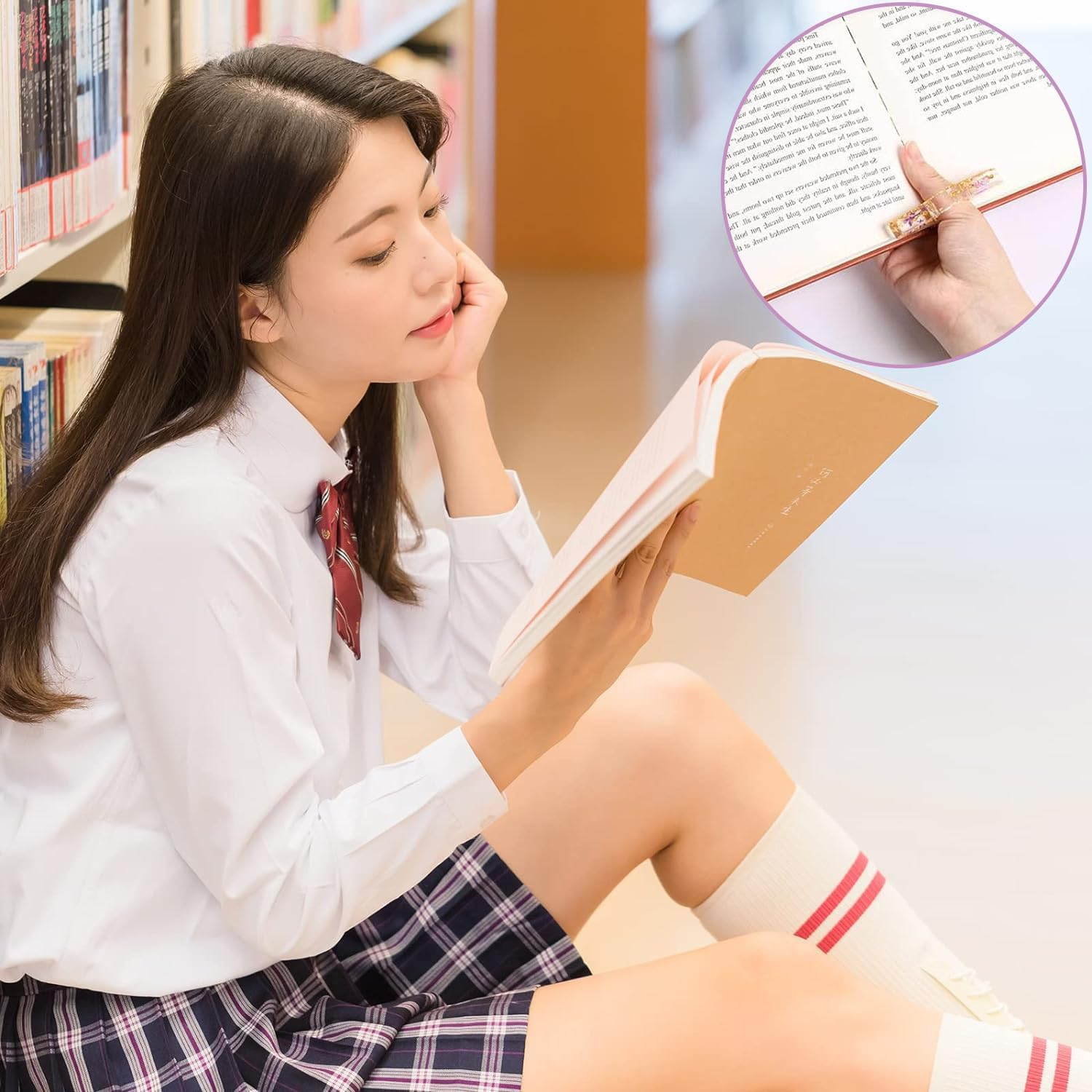 WADY 2 Pieces Dried Flower Resin Book Page Holder Transparent Thumb Ring Handmade Personalized Flower Resin Bookmark Reading Accessories Gift for Teachers Book Lovers Literary (Fresh Style)