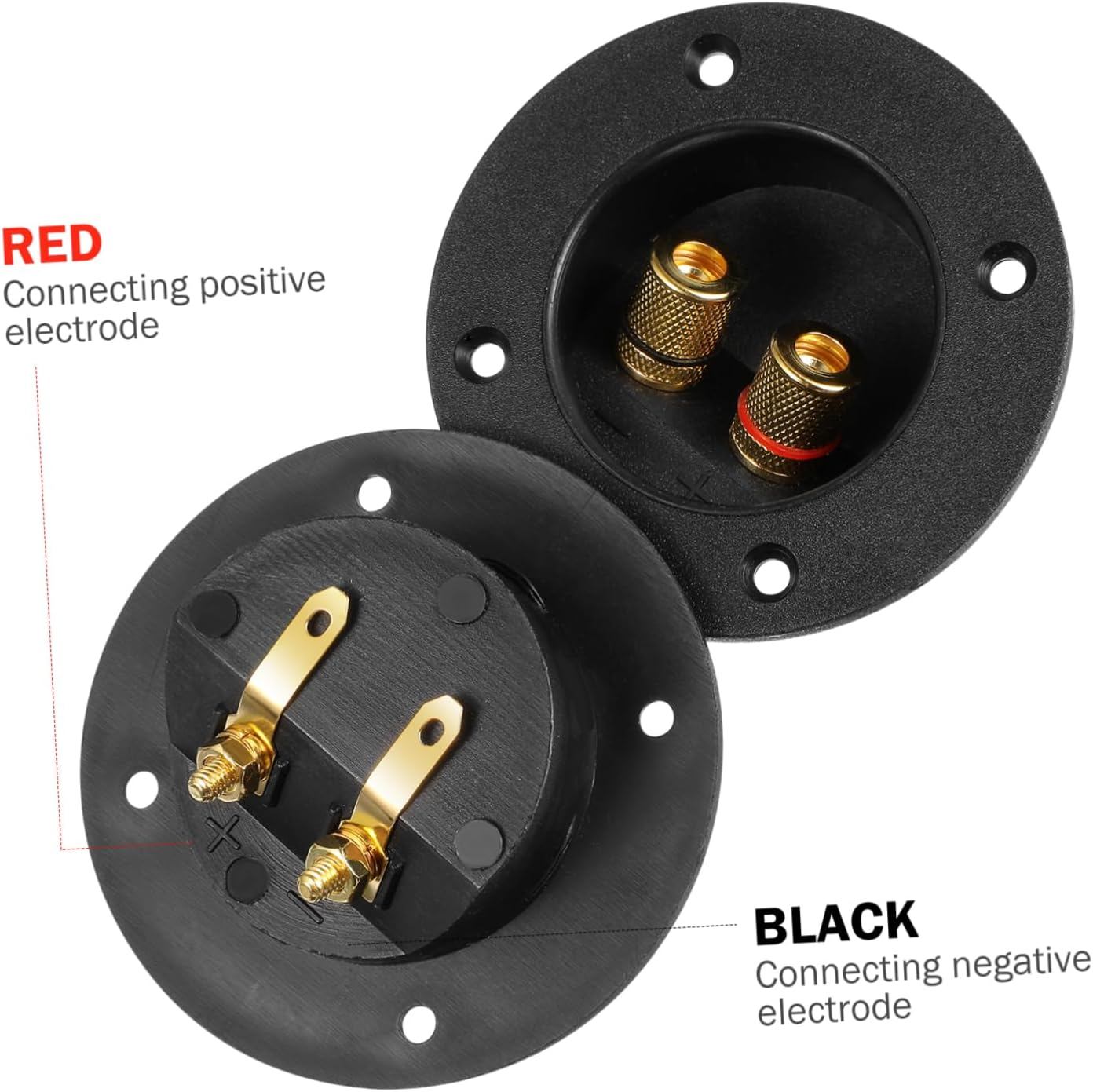 Angoily 5Pcs round Speaker Terminal Binding Post Copper Connectors for DIY Home Car Audio Subwoofer Speaker Wiring Hifi Sound System Installation