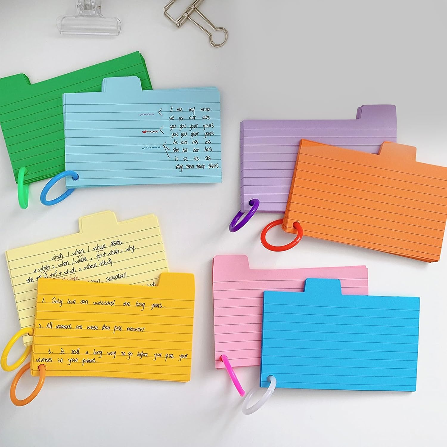 VANRA Index Card Holder 3X5 Flash Card Organizer Case 300 Colored Index Cards Bulk Blank Note Cards with Ring (Black) image number 1