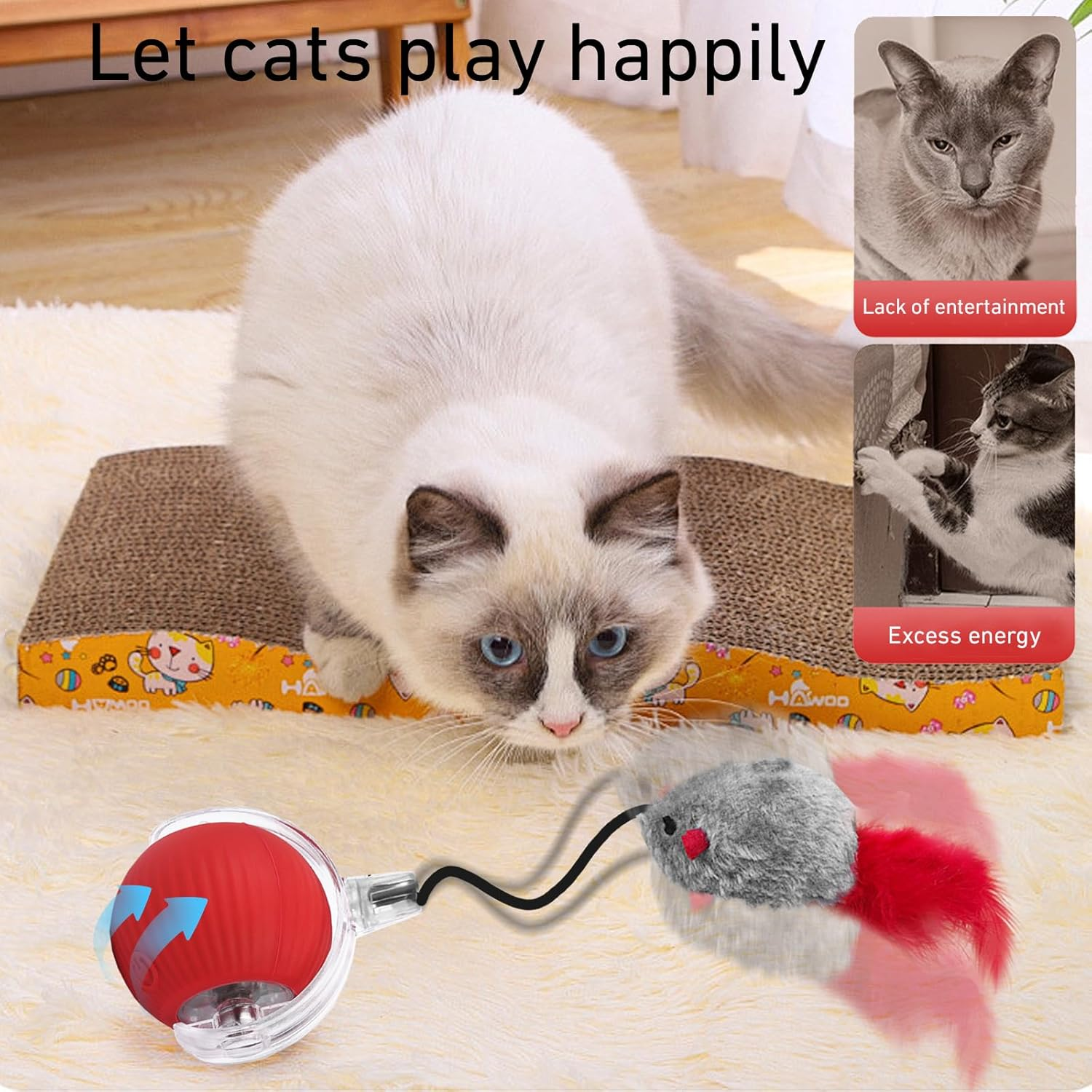 YOUYIKE Interactive Cat Toy, Dog Ball Toy with Rope, USB Rechargeable Rolling, Interactive Ball for Dogs, Magic Ball for Dogs and Cats of All Sizes and Ages image number 5
