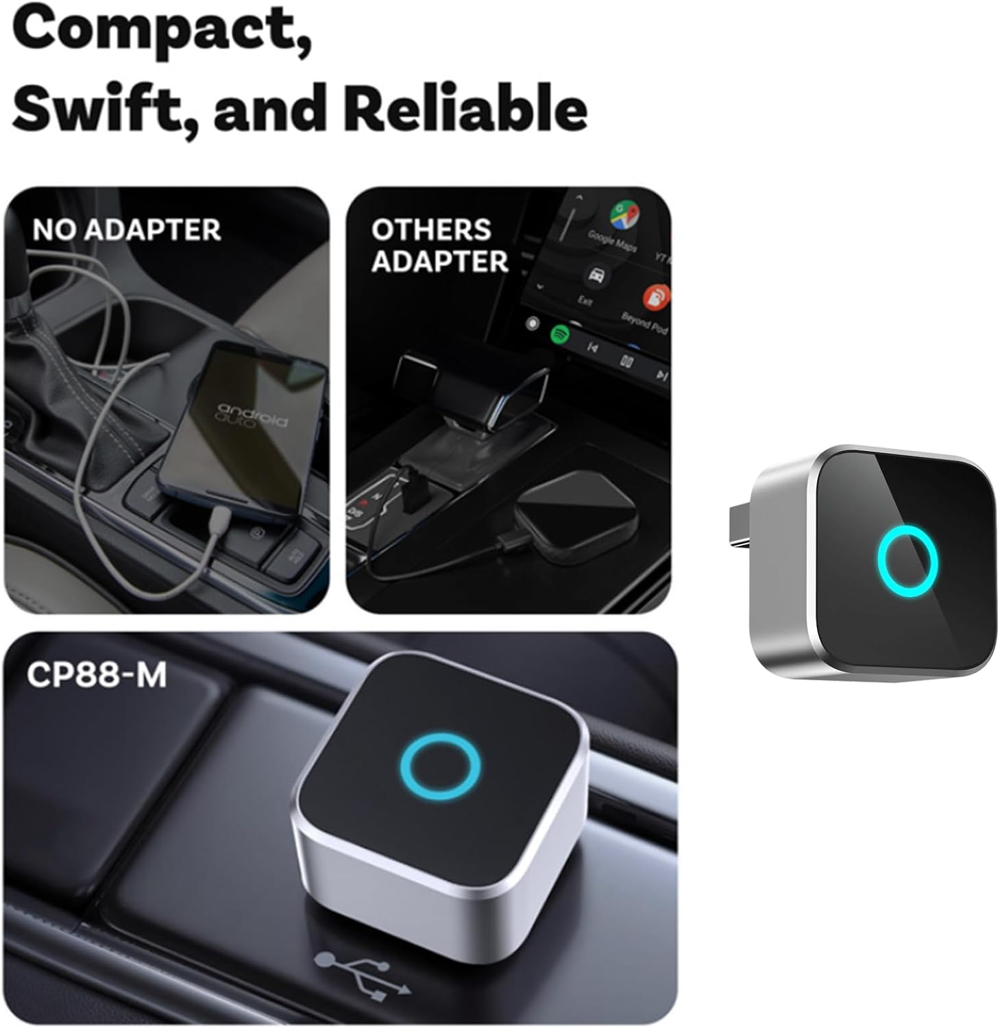 Wireless Carplay Adapter 2025, Mini Cube 3.0 Wireless Carplay/Android Auto Adapter, Mini USB Design, Fast Connection, No Delay, Plug and Play (1 Set) image number 5