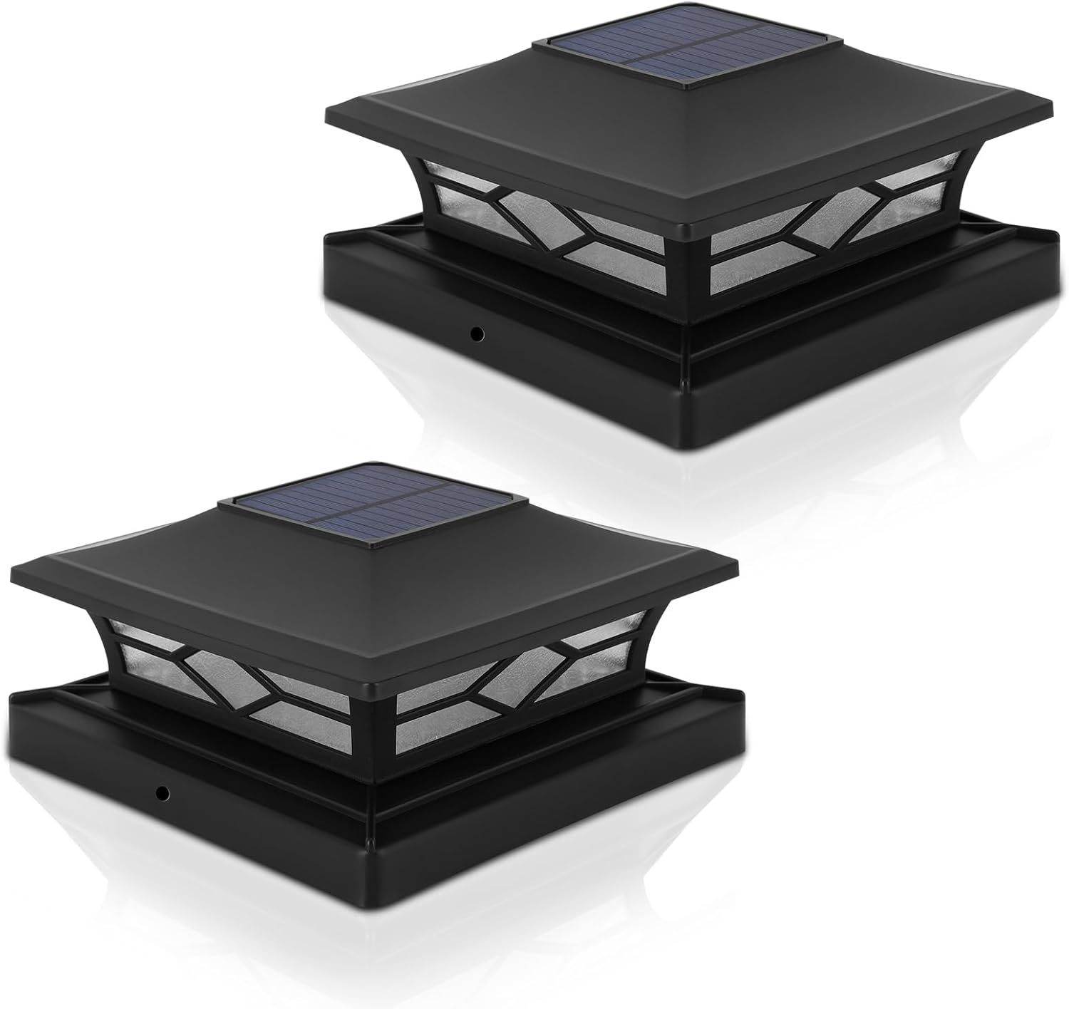 Solar Post Lights Outdoor LED Fence Post Lights for 4X4 5X5 6&times;6 Wooden Posts, Waterproof Patio Garden Decoration Warm White/Cool White Lighting Black (2 Pack) image number 4