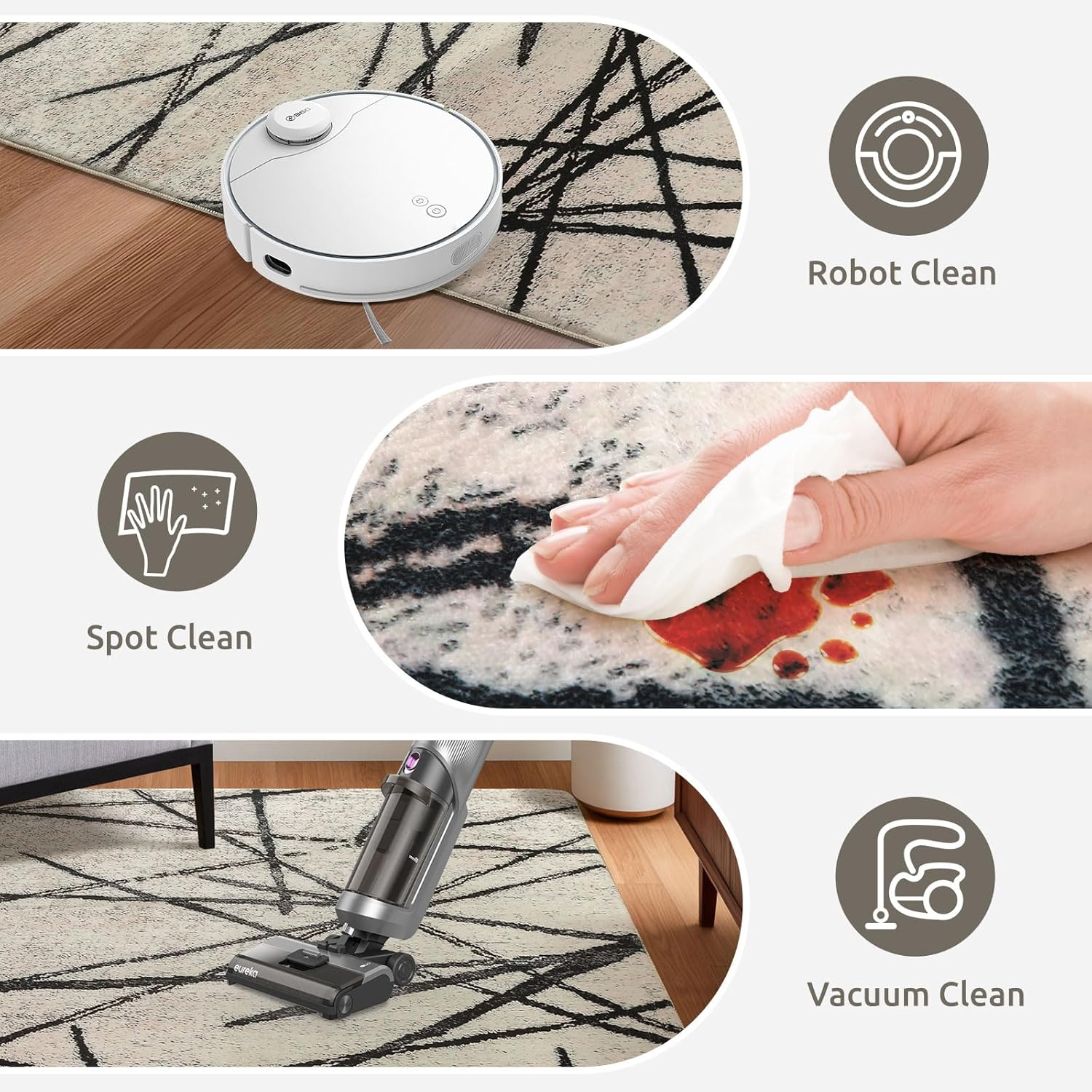 Area Rugs Soft Modern Rug Carpet Geometric Stripe Rug Non Slip Cashmere Rug for Bedroom Living Room Floor Mat(Beige, 80 * 120Cm)