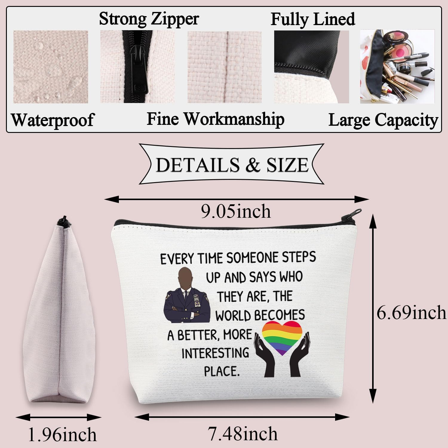 PLITI Brooklyn Makeup Bag Brooklyn Inspired Gift Nine-N Fan Gift Captain Bucky Inspired LGBTQ Gift 99TH TV Show Merchandise, Every Interesting Placeu, Fashion image number 5