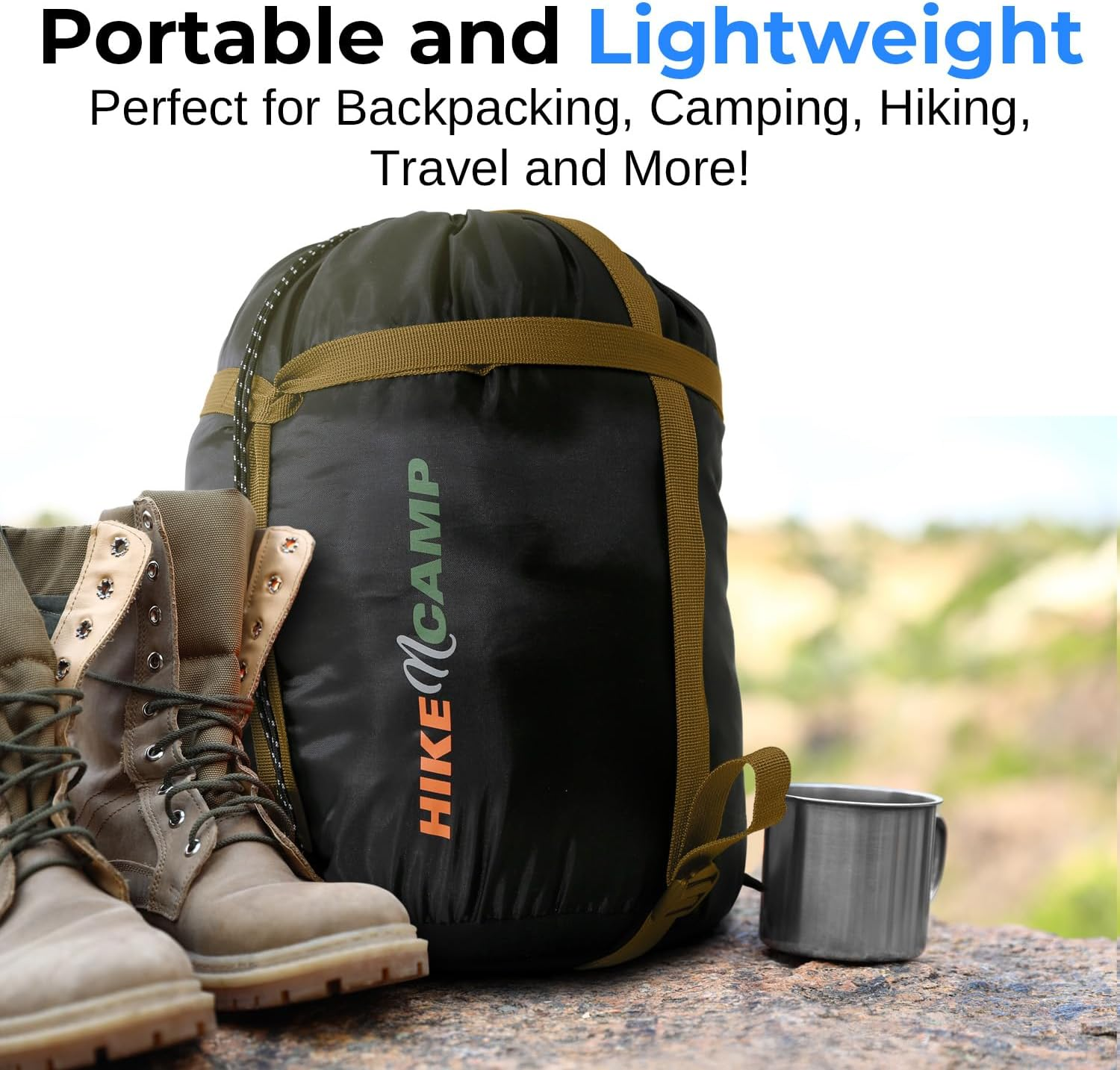 Backpacking Sleeping Bag Camping Gear - Double Sleeping Bag for Adults/Teens W/ 2 Pillows, Bag - Outdoor Lightweight Weather Proof Sleeping Bags - Camping, Hiking - Serenelife - Camouflage image number 2