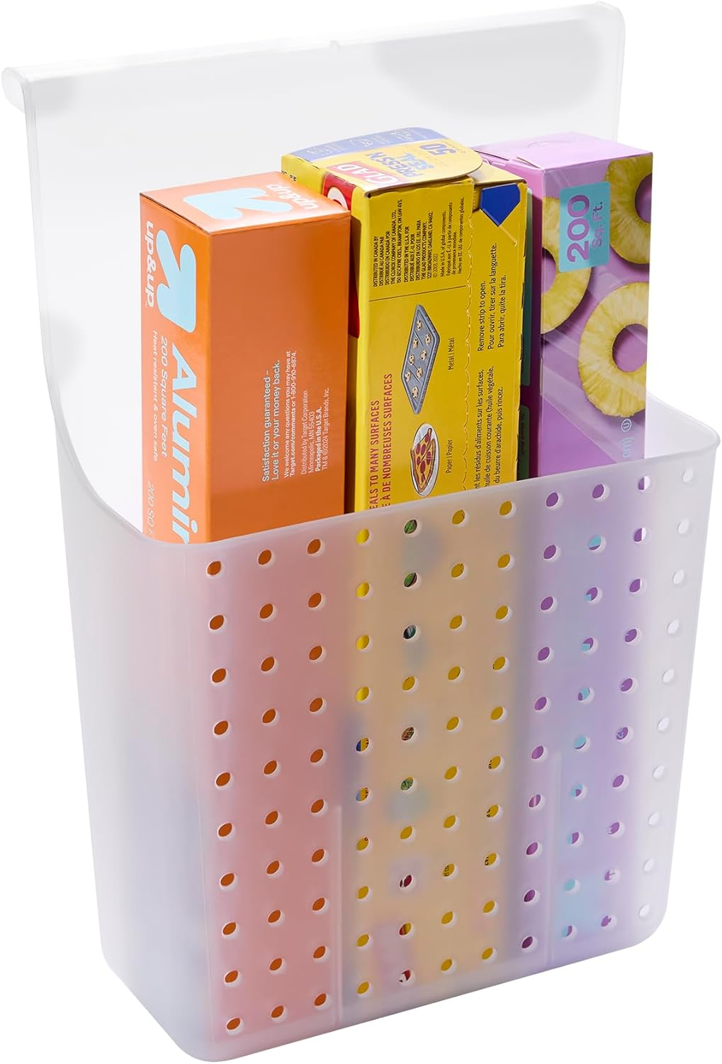 Madesmart over Door Hair Tool Organizer for Straighteners, Curling Irons, and Brushes, Hanging Bathroom Storage Hair Tool Holder, Frost