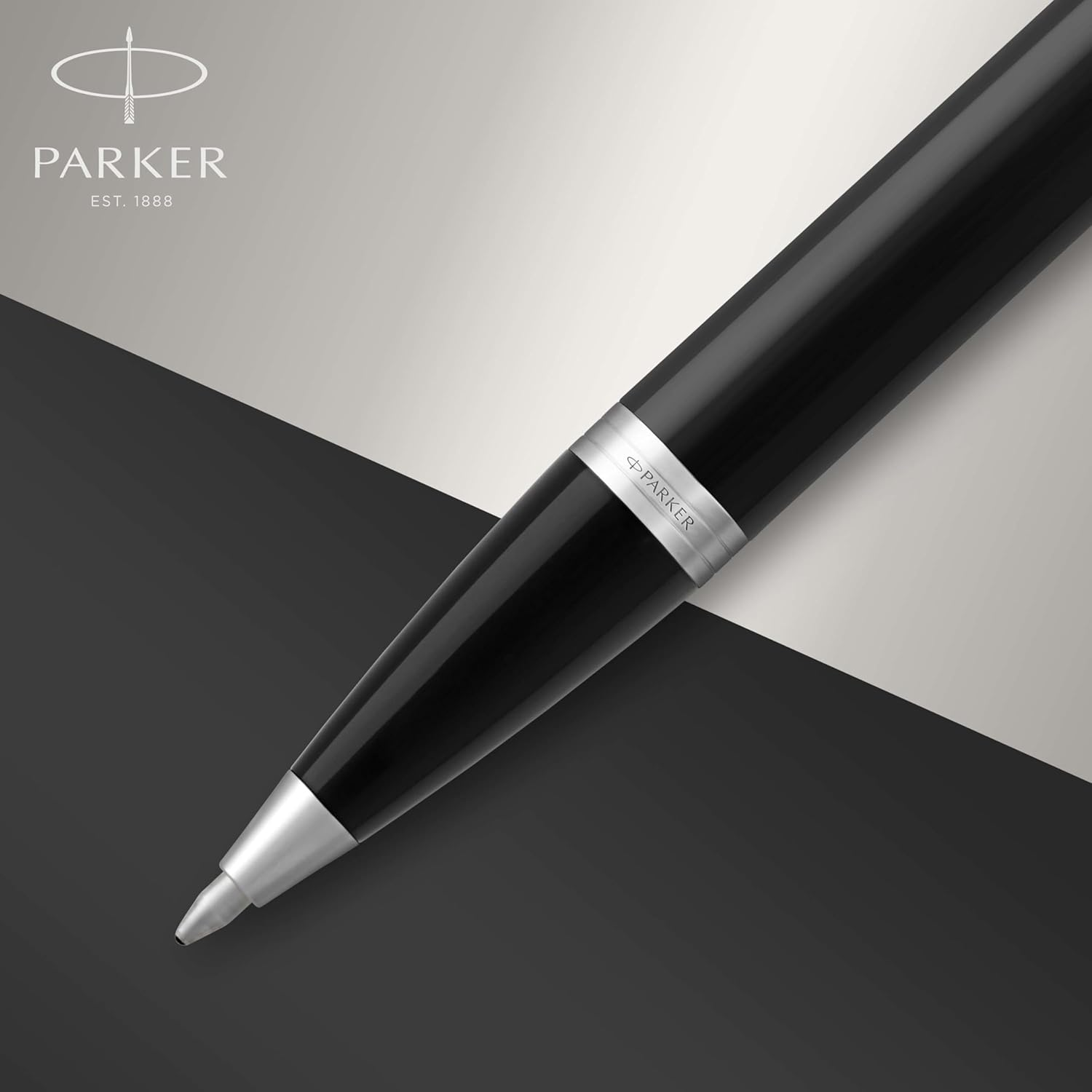 PARKER IM Ballpoint Pen, Black Lacquer Chrome Trim with Medium Point Blue Ink Refill (1931665) image number 5