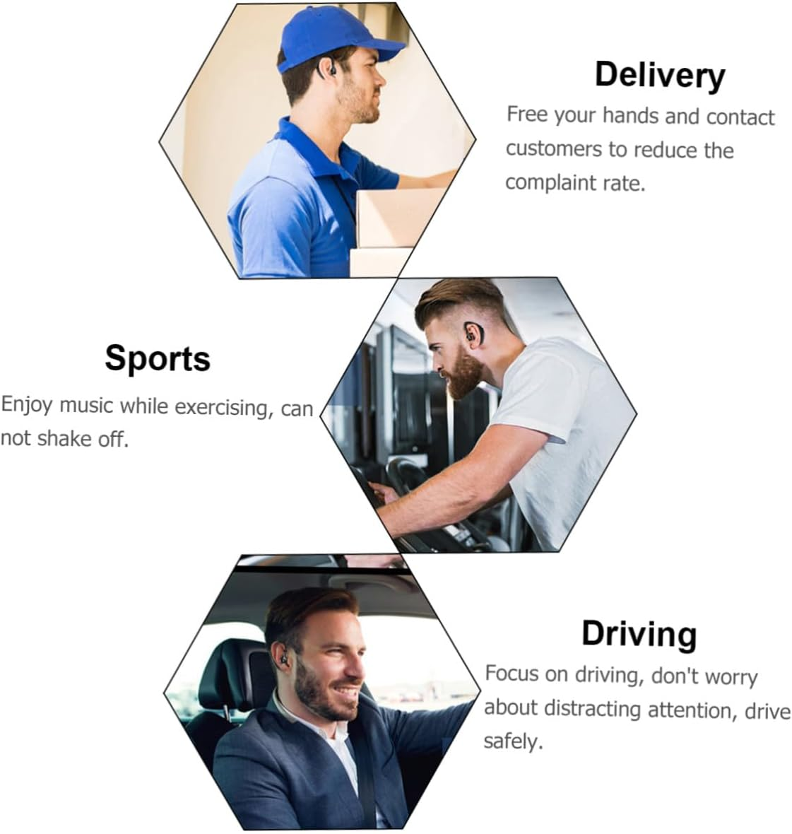 Gatuida Wireless One-Side Earphone Long Battery Life Lightweight Earpiece for Driving Running Workout Compatible with Devices Black