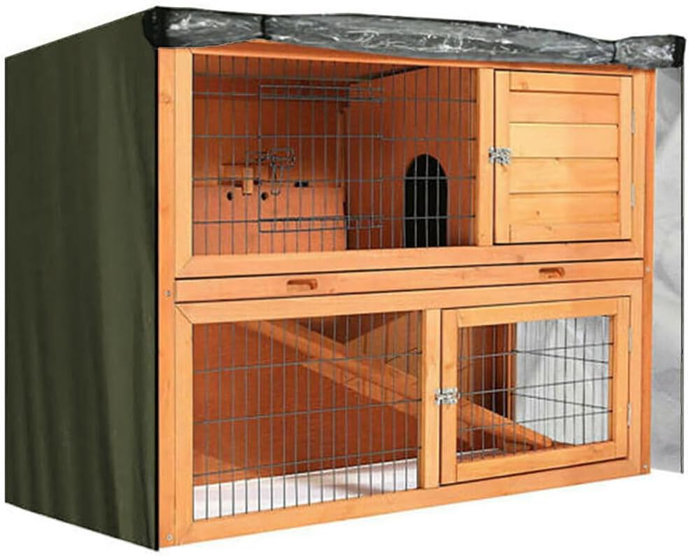 Tophomer Rabbit Hutch Cover Universal 48" Durable 210D Oxford Cloth Outdoor Rabbit Hutches Cover Windproof Waterproof Thermal Cage Cover Green