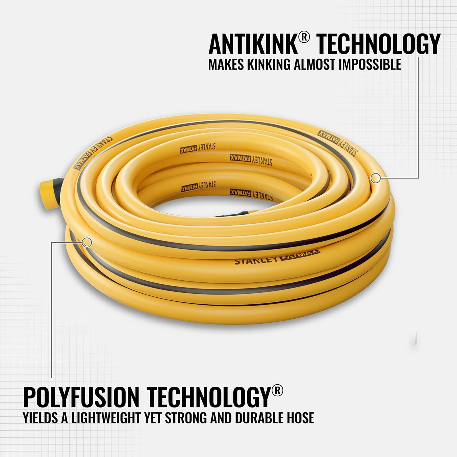 Stanley Fatmax Professional Grade Water Hose, 50' X 5/8", Yellow 500 PSI image number 1