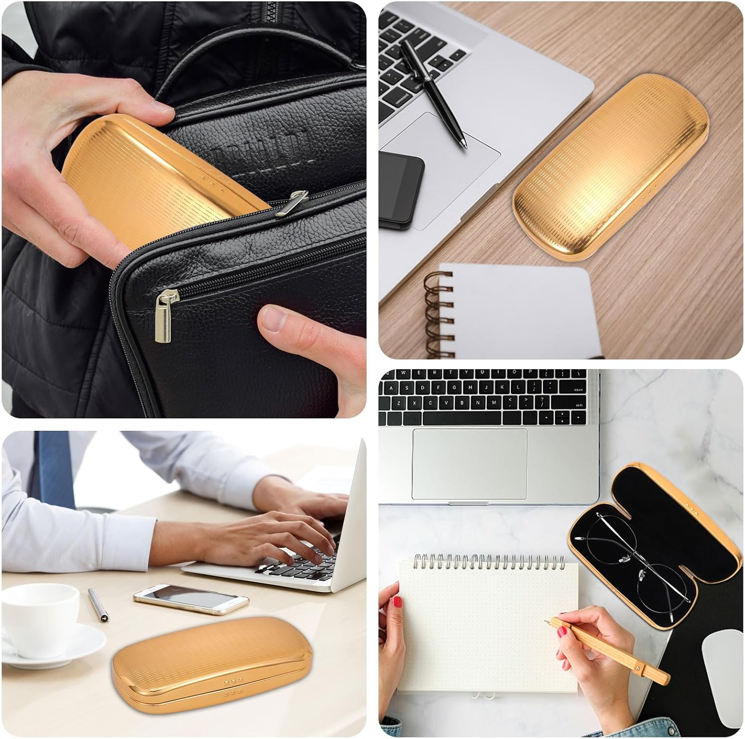 Hifot Metal Glasses Case Hard Shell, Aluminum Spectacles Box Eyeglass Sunglasses Case for Men Women Kids, Reading Glasses Holder - Black image number 7