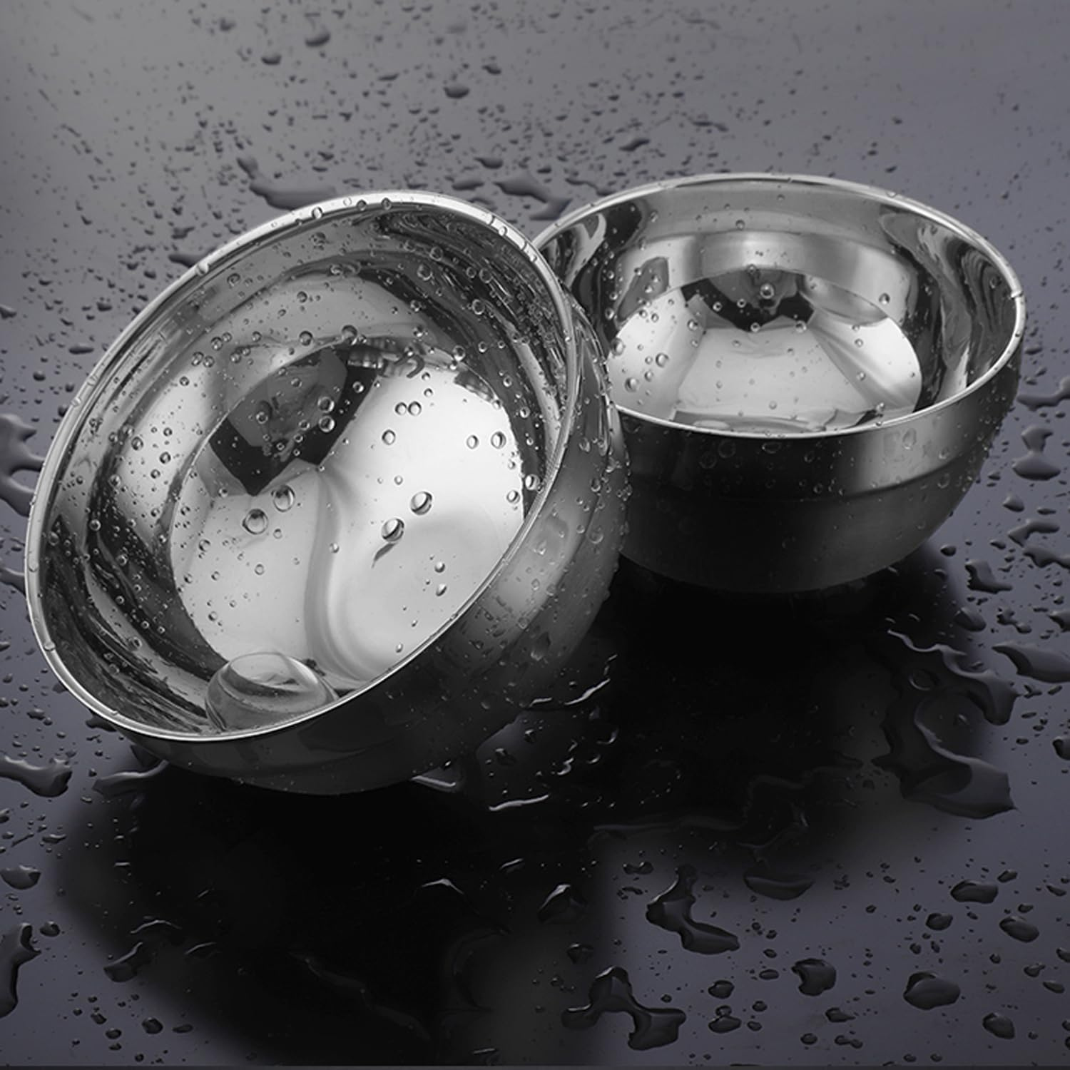 WANBY Stainless Steel Bowls 6Pcs Metal Lightweight Unbreakable Double Layered Dinner Bowls Set Dishwasher Safe for Kitchen Home Camping Outdoor Party BBQ (6 Inch) image number 1