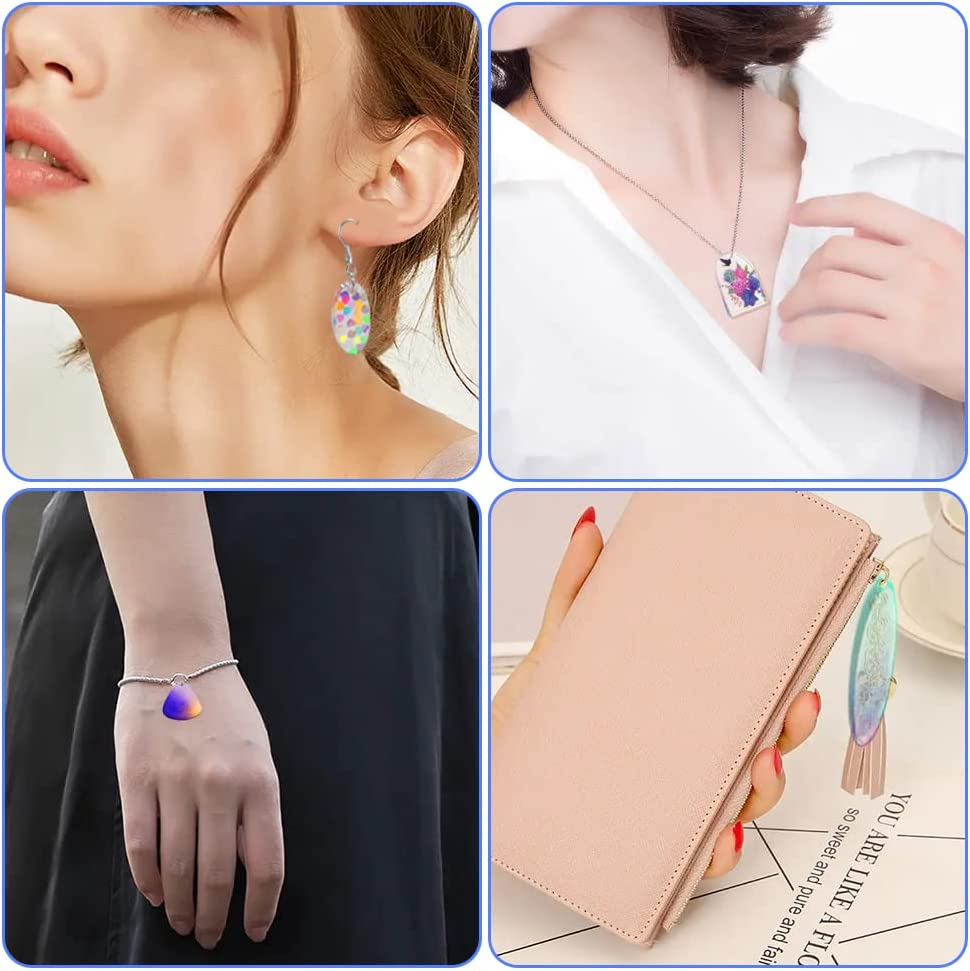 12 Pcs Earring Silicone Moulds for Resin, SENHAI Variety Size Resin Earring Moulds with Hole, Jewelry Moulds Silicone for Making Jewelry, Earrings, Pendants with 360 Pcs Earring Accessories