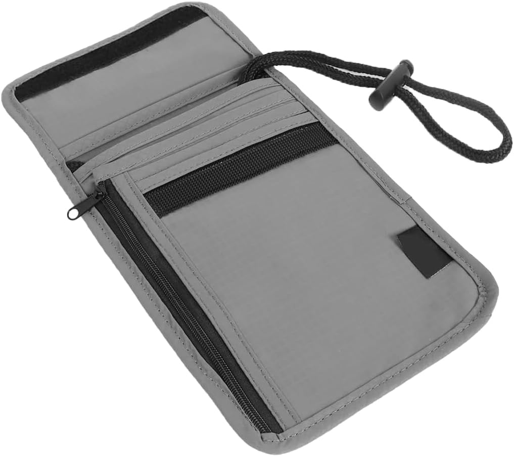 Travel Neck Pouch, Men'S Neck Pouch, for Passport, Cards, Cash, Phone, Hidden Money (Grey) image number 5